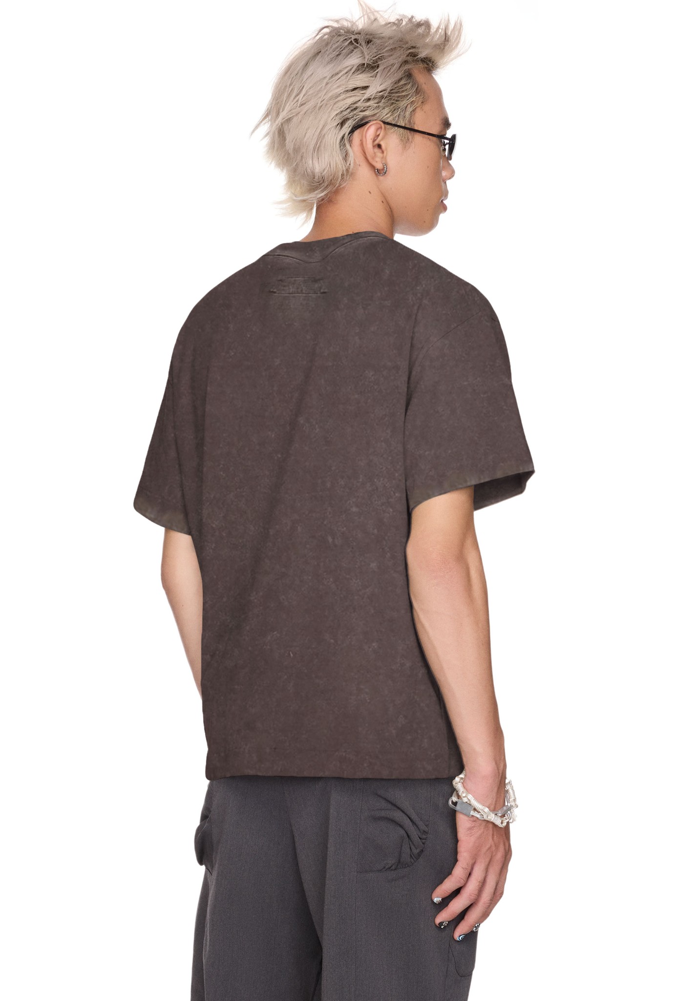 RED MUTED LOGO MOCHA WASHED BOXY T-SHIRT