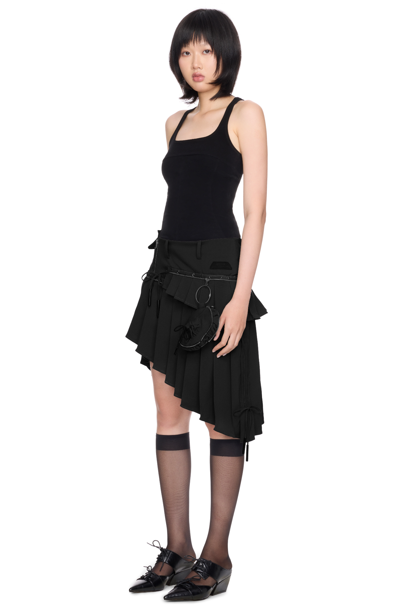 WMNS BEUTER® BLACK PLEATED MIDI SKIRT