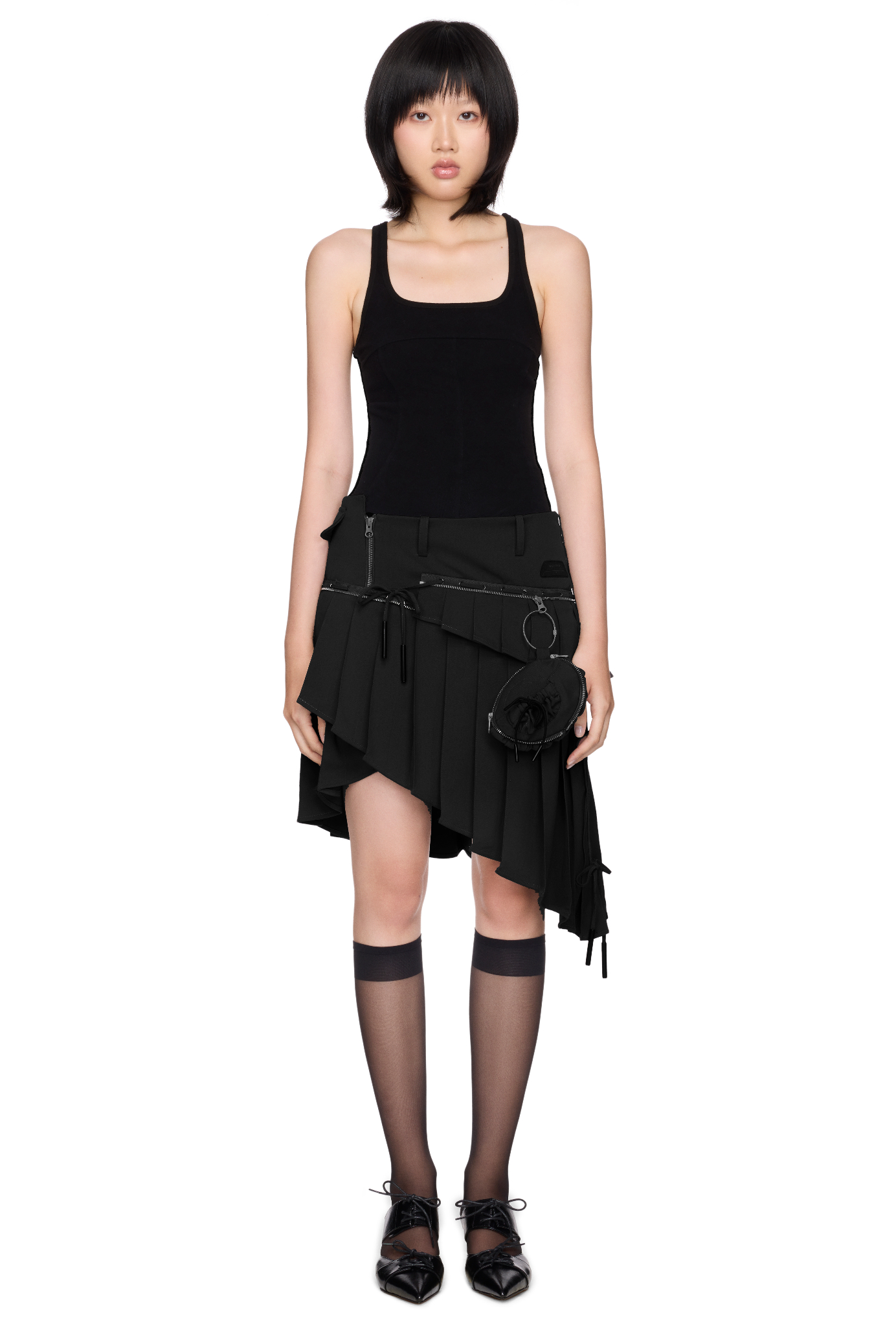 WMNS BEUTER® BLACK PLEATED MIDI SKIRT