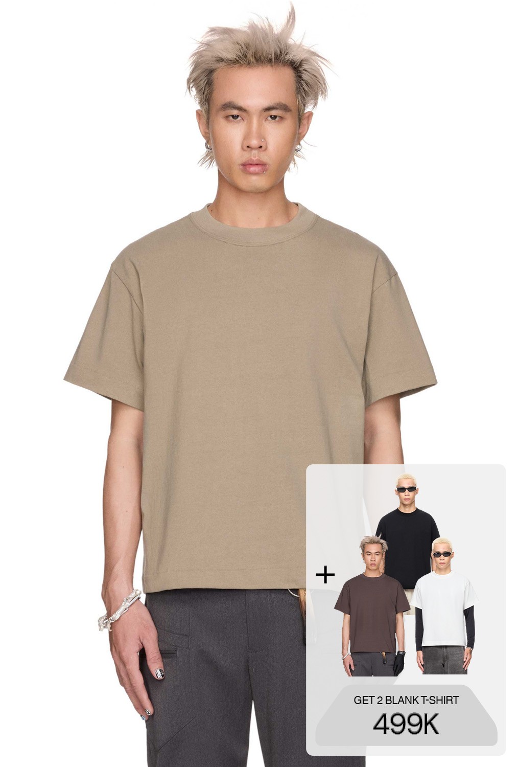 BEUTER® BLANK FELDGRAU BOXY T-SHIRT