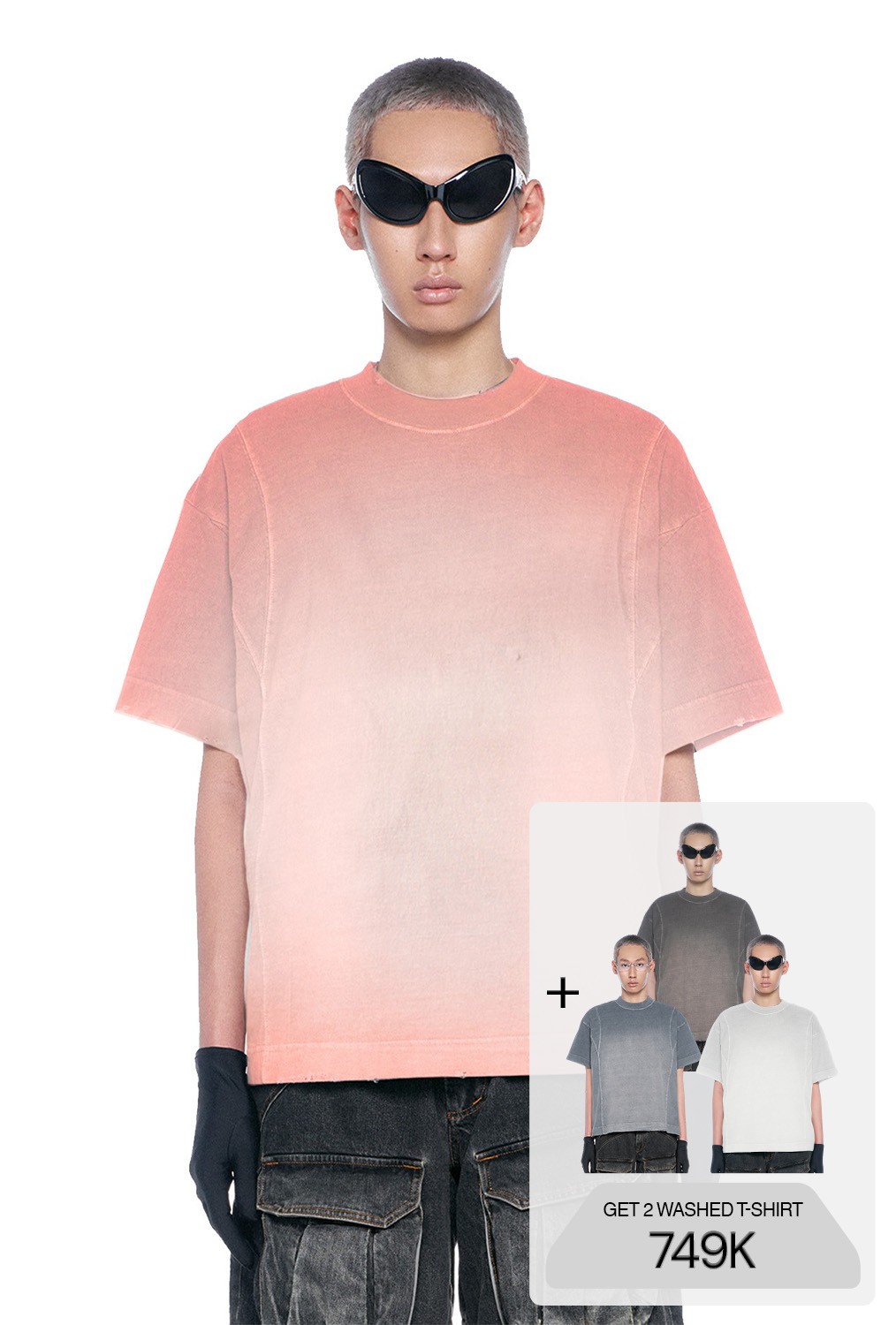 BEUTER® SILVER PINK WASHED BOXY T-SHIRT