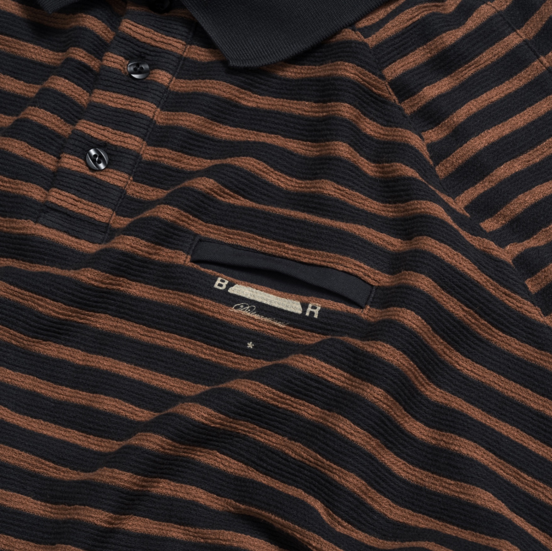 BEUTER DISTRACTIONS BLACK STRIPED POLO SHIRT