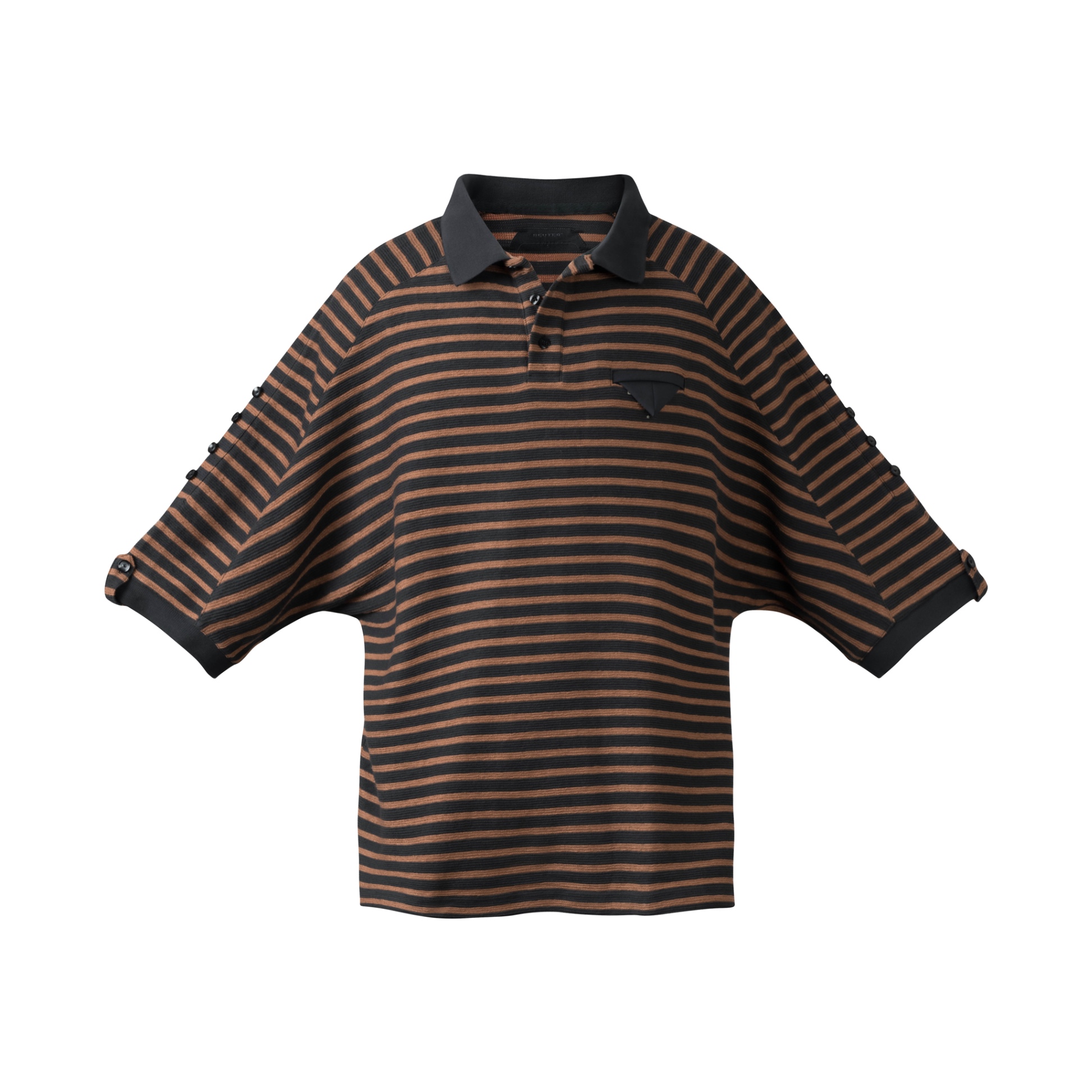 BEUTER DISTRACTIONS BLACK STRIPED POLO SHIRT