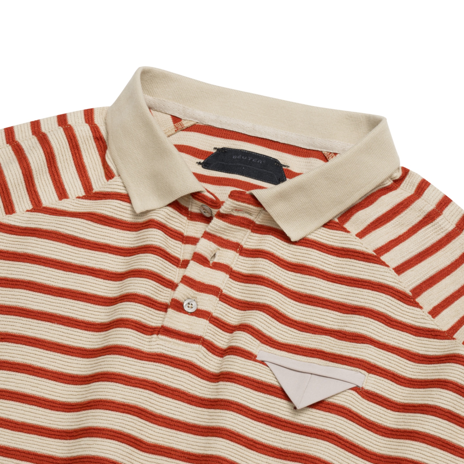 BEUTER DISTRACTIONS RED STRIPED POLO SHIRT