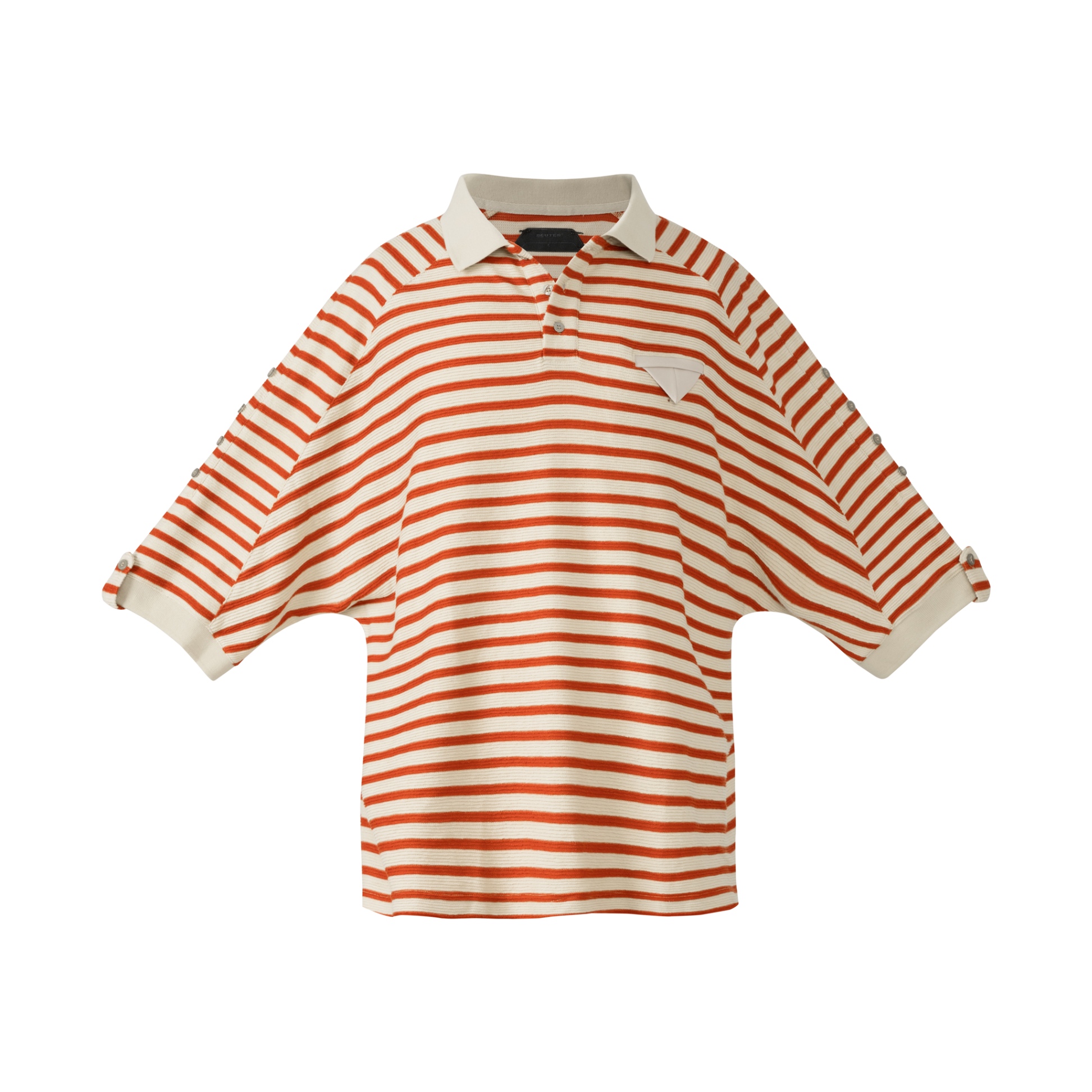 BEUTER DISTRACTIONS RED STRIPED POLO SHIRT