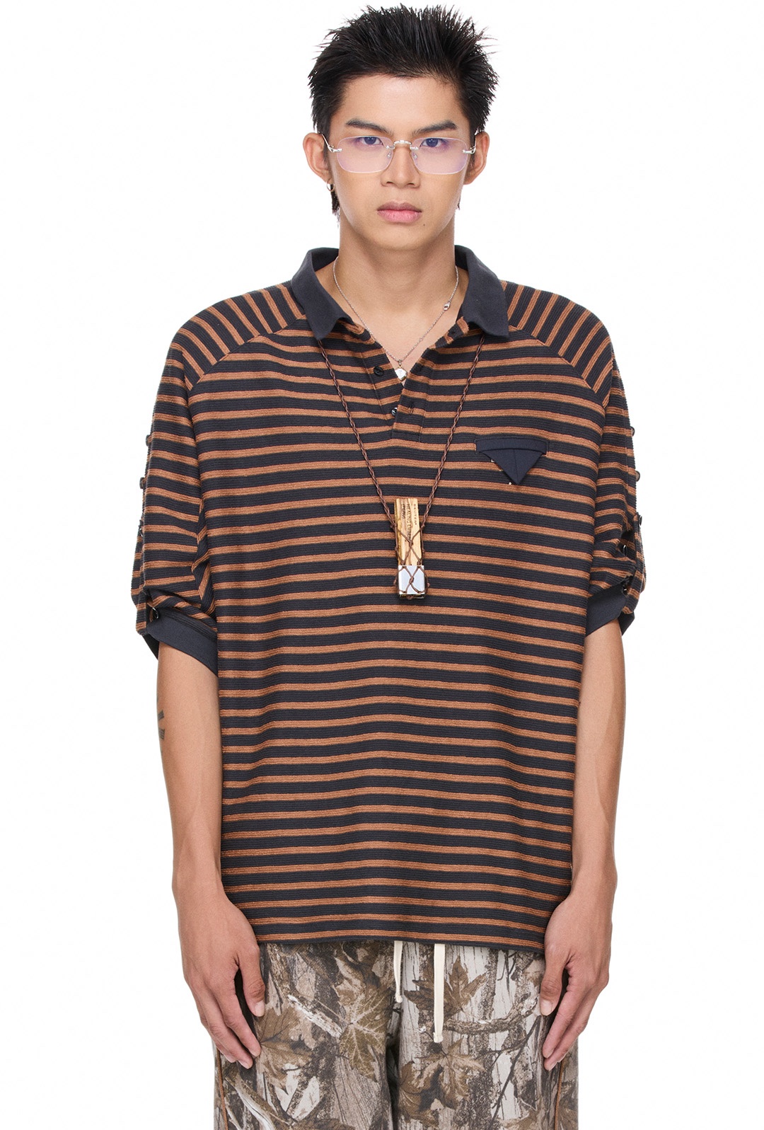 BEUTER® DISTRACTIONS BLACK STRIPED POLO SHIRT