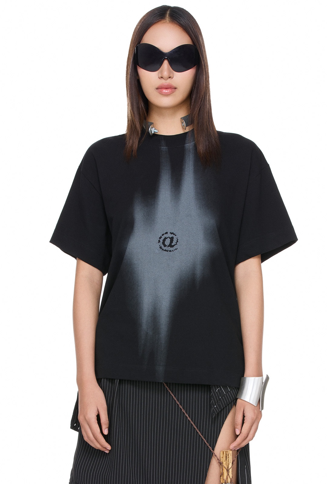 BEUTER® FL@SH PRINTED BLACK BOXY T-SHIRT