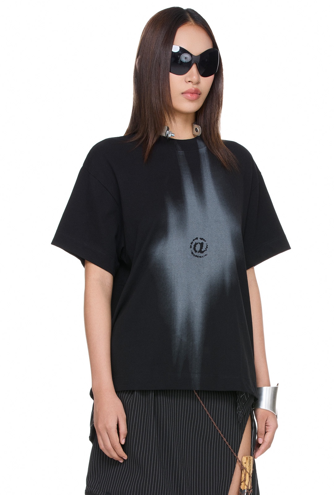 BEUTER® FL@SH PRINTED BLACK BOXY T-SHIRT