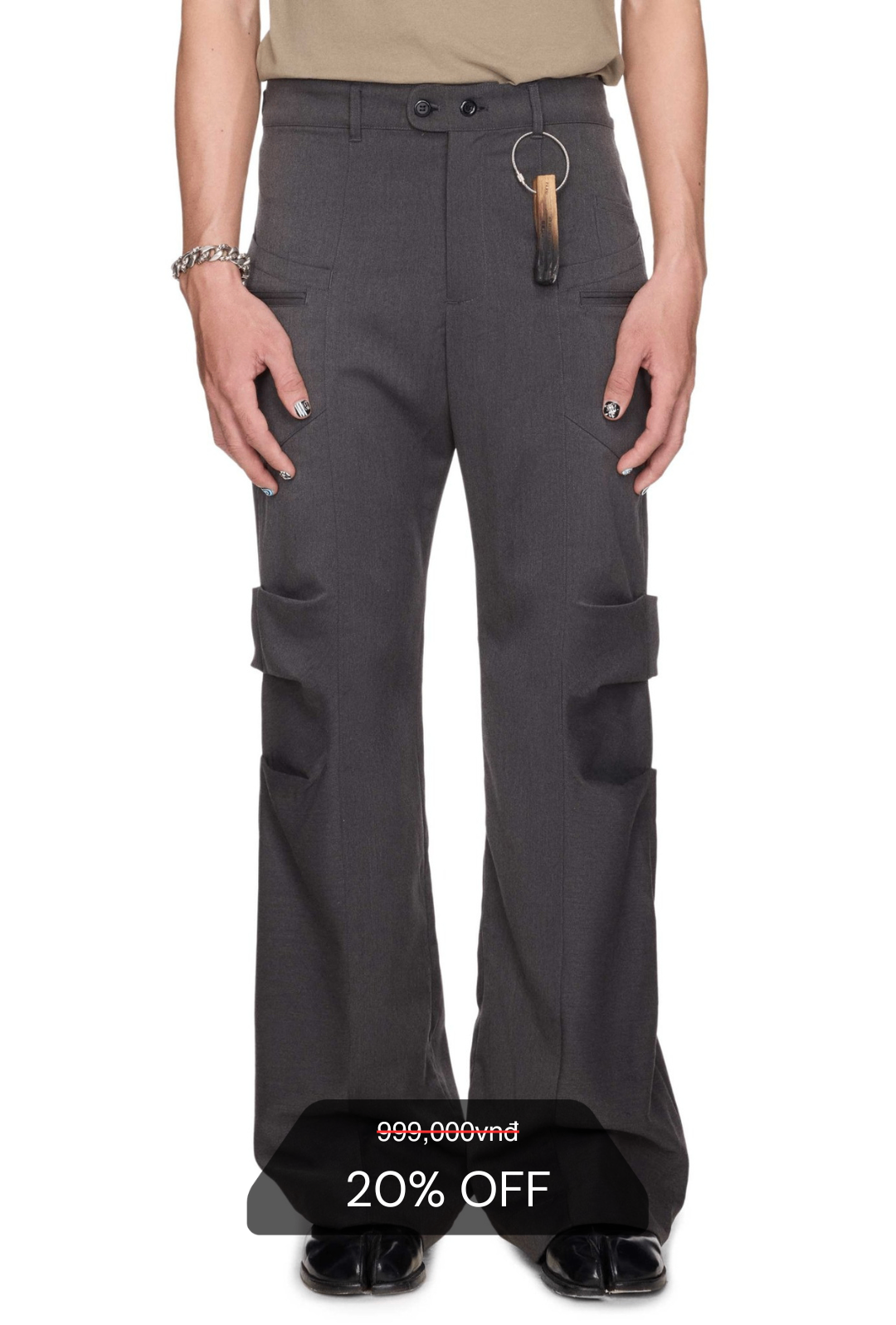 BEUTER® GREY MELANGE FLARE TROUSERS