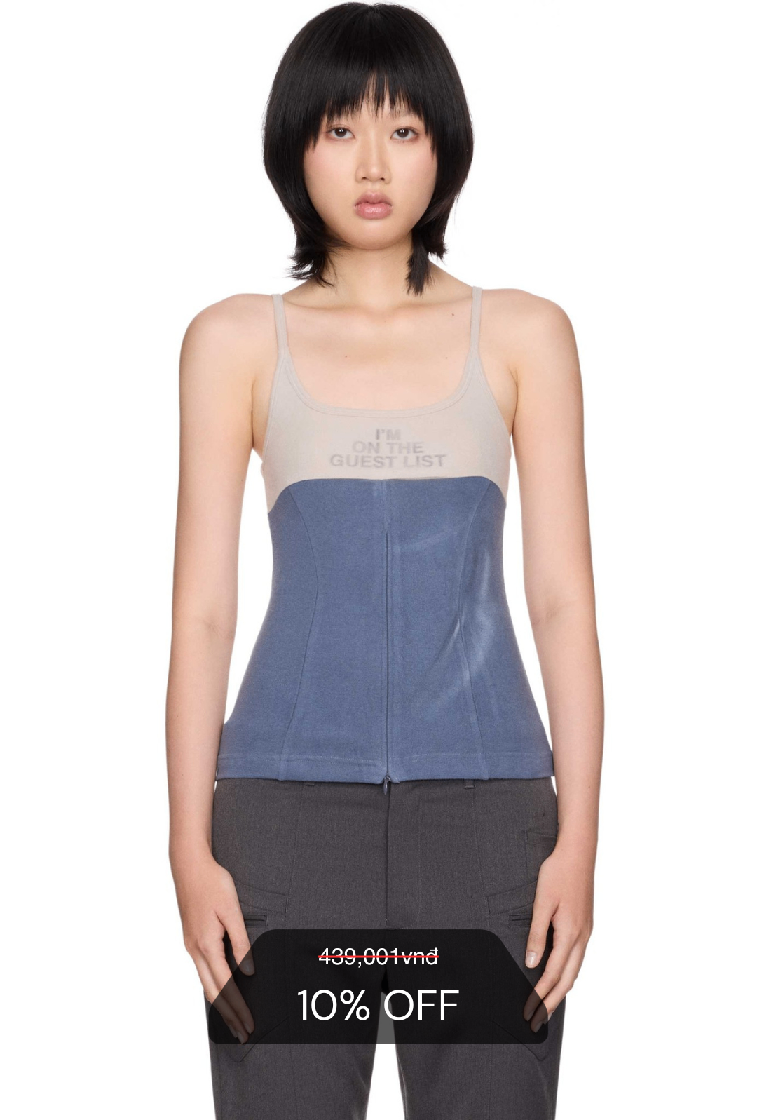 WMNS BEUTER® ZIP UP STEEL BLUE TANK TOPS