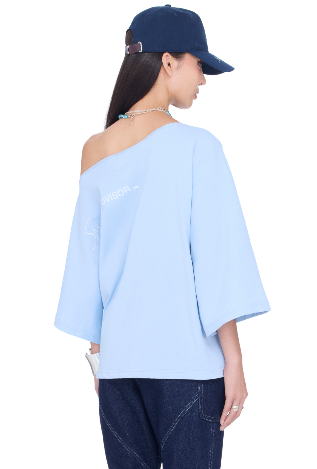 BEUTER® SPIRITUAL ADVISOR BLUE OFF SHOULDER T-SHIRT