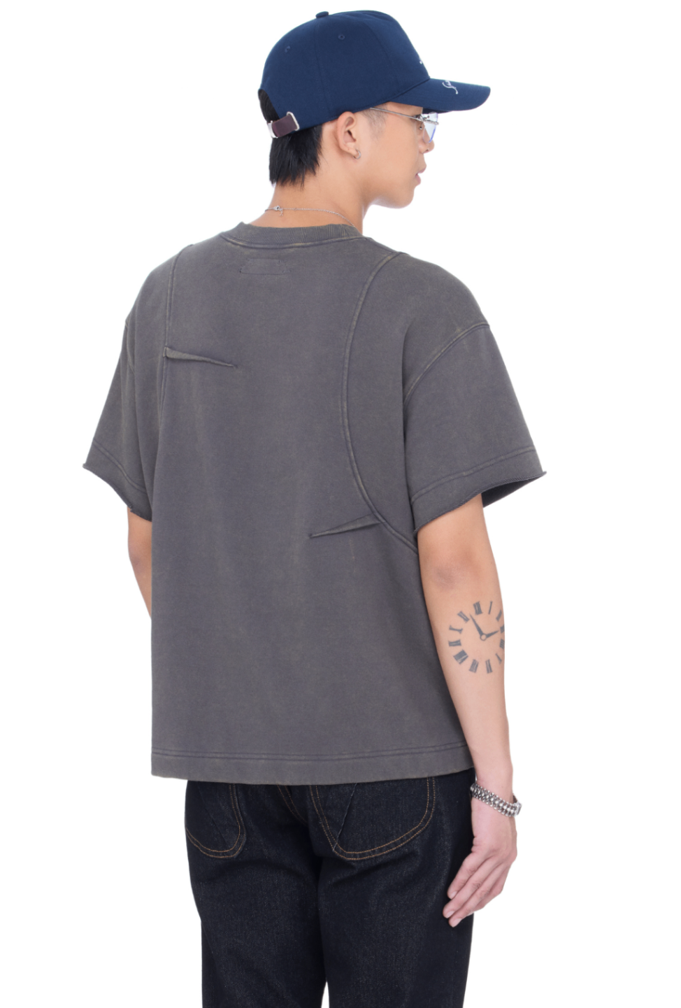 BEUTER® DARK BROWN PLEATED TEE T-SHIRT