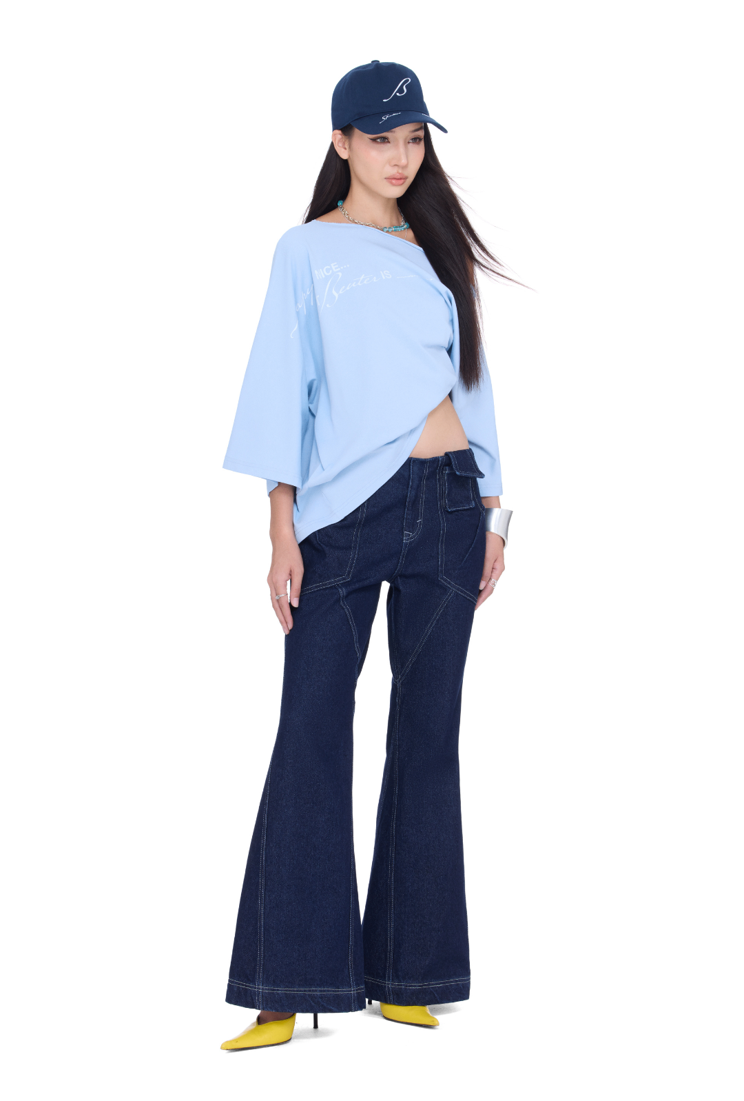 BEUTER® SPIRITUAL ADVISOR BLUE OFF SHOULDER T-SHIRT