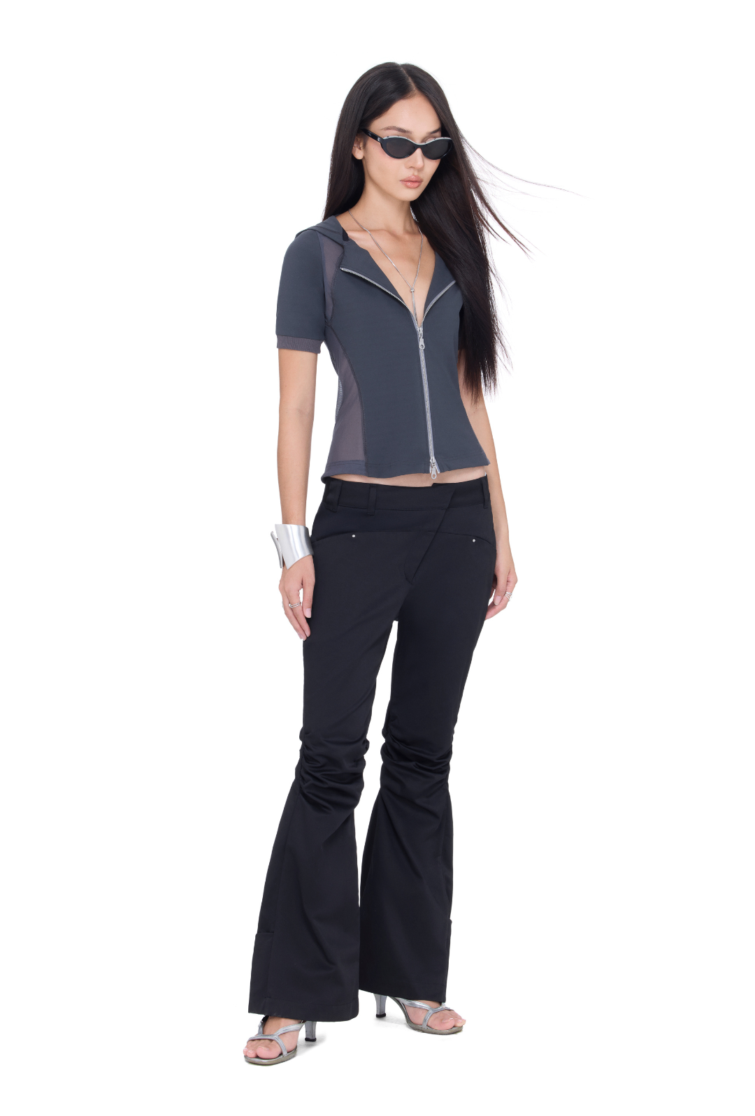 BEUTER® WMNS ZIP UP DARK GREY HOODED SHIRT