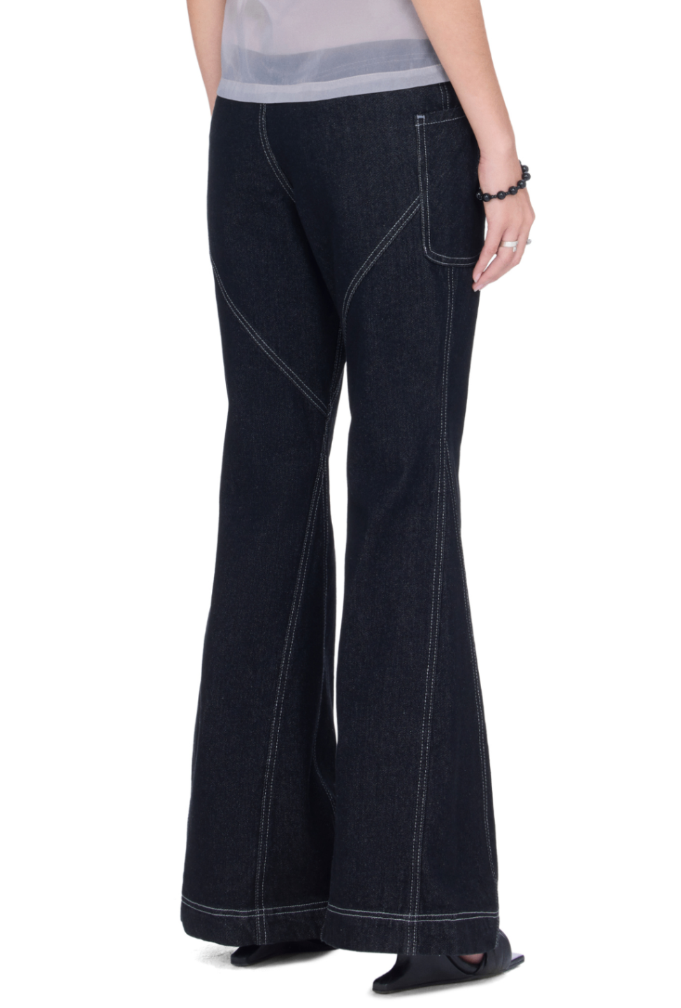 BEUTER® WMNS GREY WIDE FLARE RAW DENIM JEANS