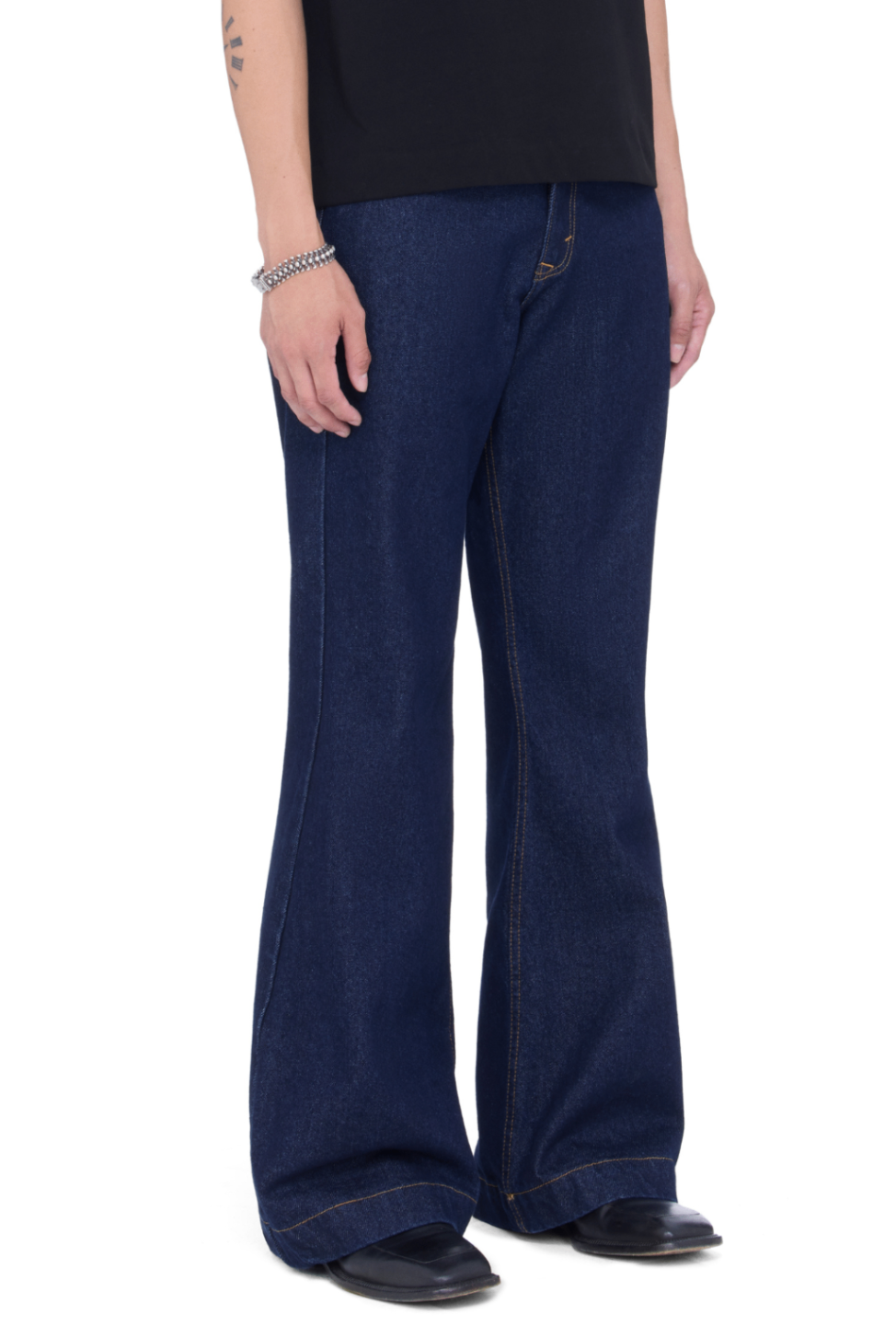BEUTER® NAVY BLUE FLARE RAW DENIM JEANS