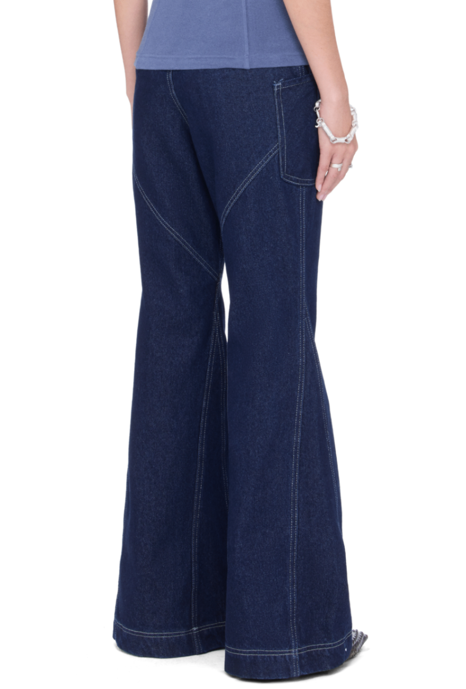 BEUTER® WMNS NAVY WIDE FLARE RAW DENIM JEANS