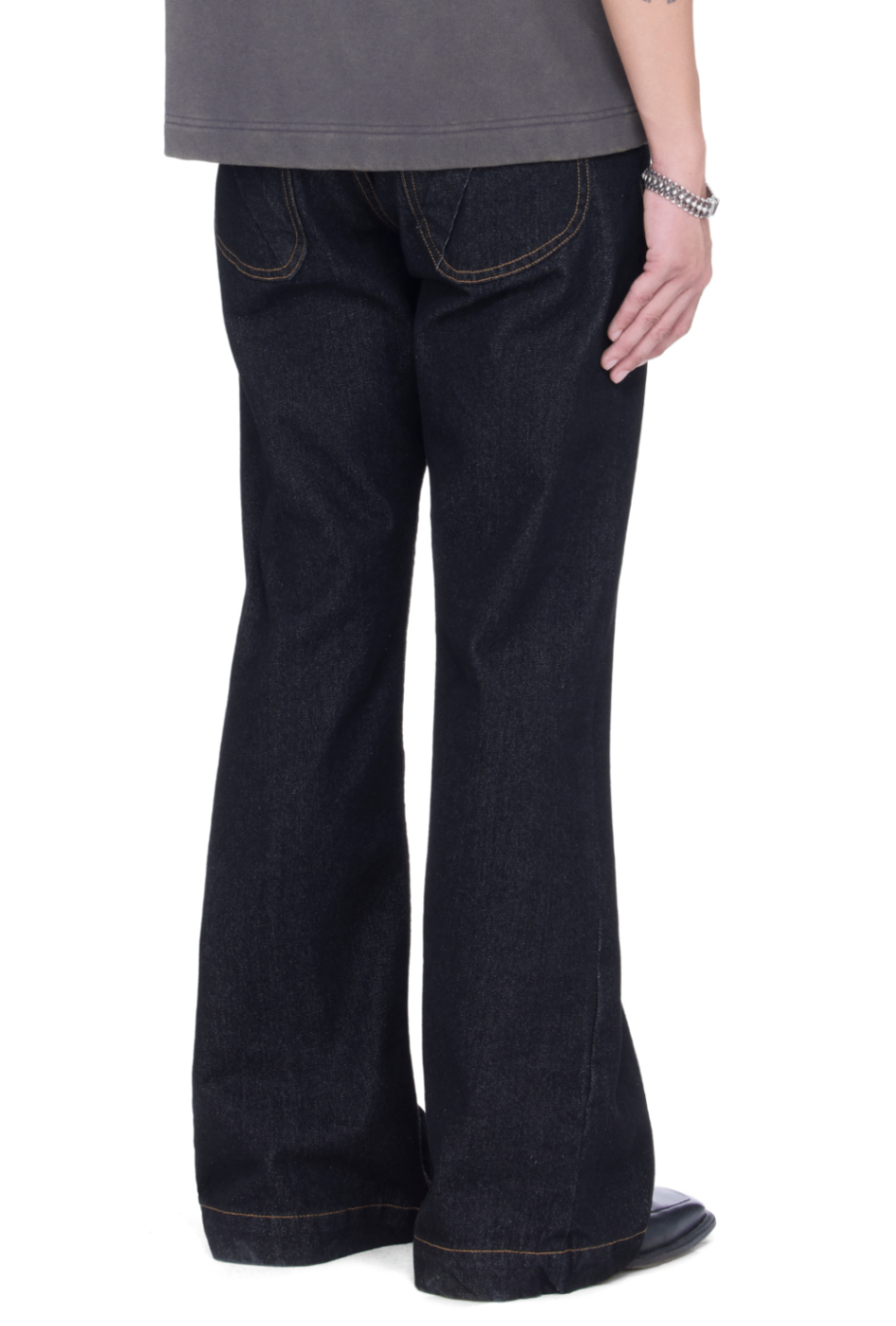 BEUTER® GREY FLARE RAW DENIM JEANS