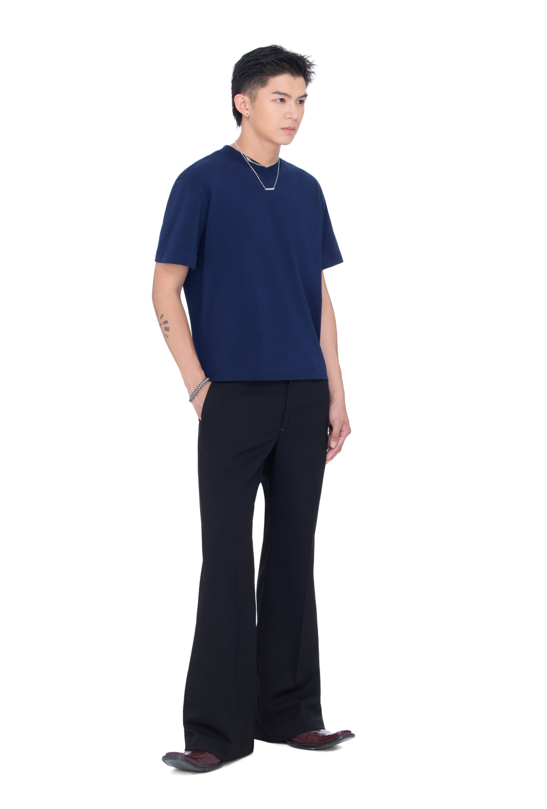 BEUTER® BLACK TECHNICAL FLARED TROUSERS
