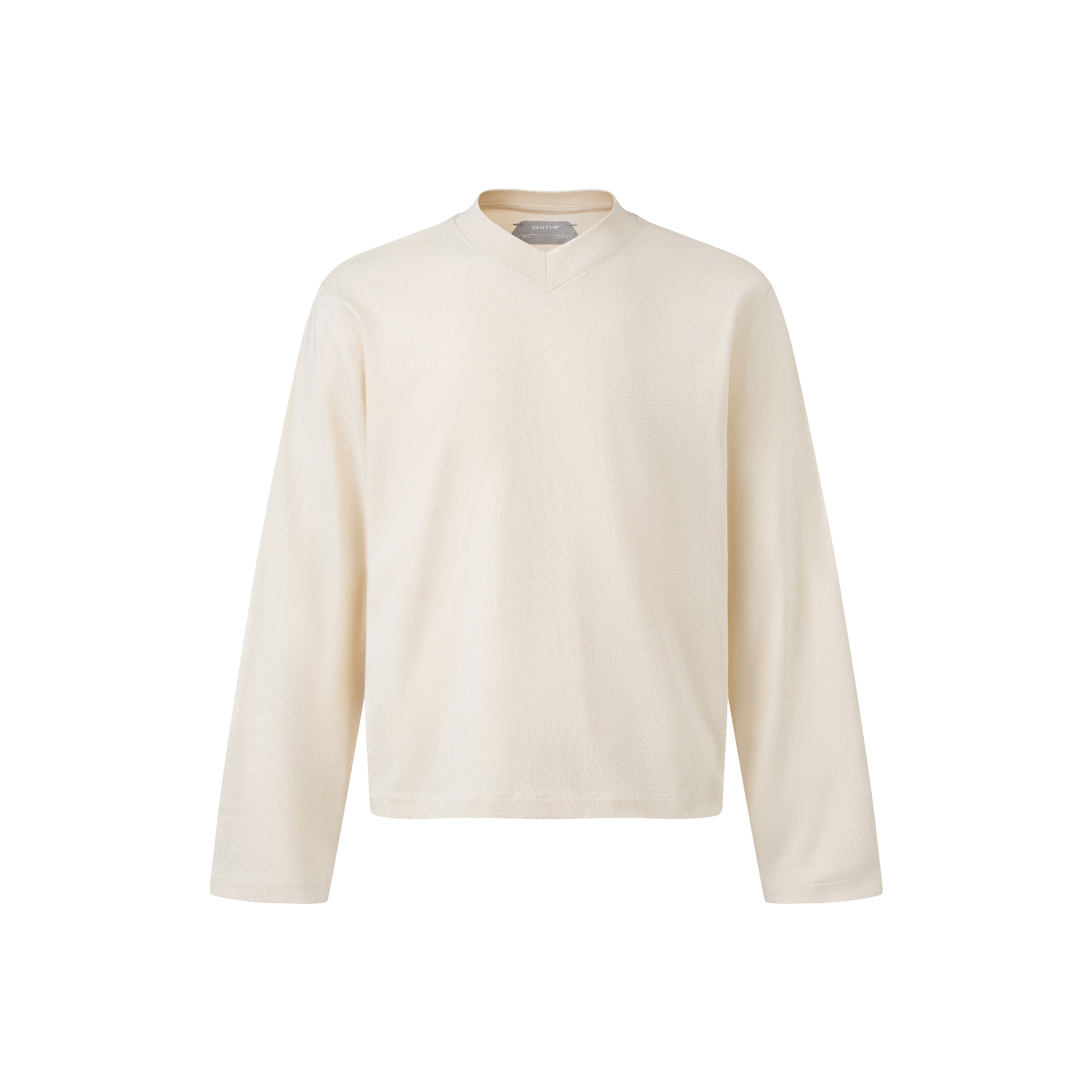BEUTER® BLANK CREAM BOXY V-NECK LONG SLEEVE T-SHIRT
