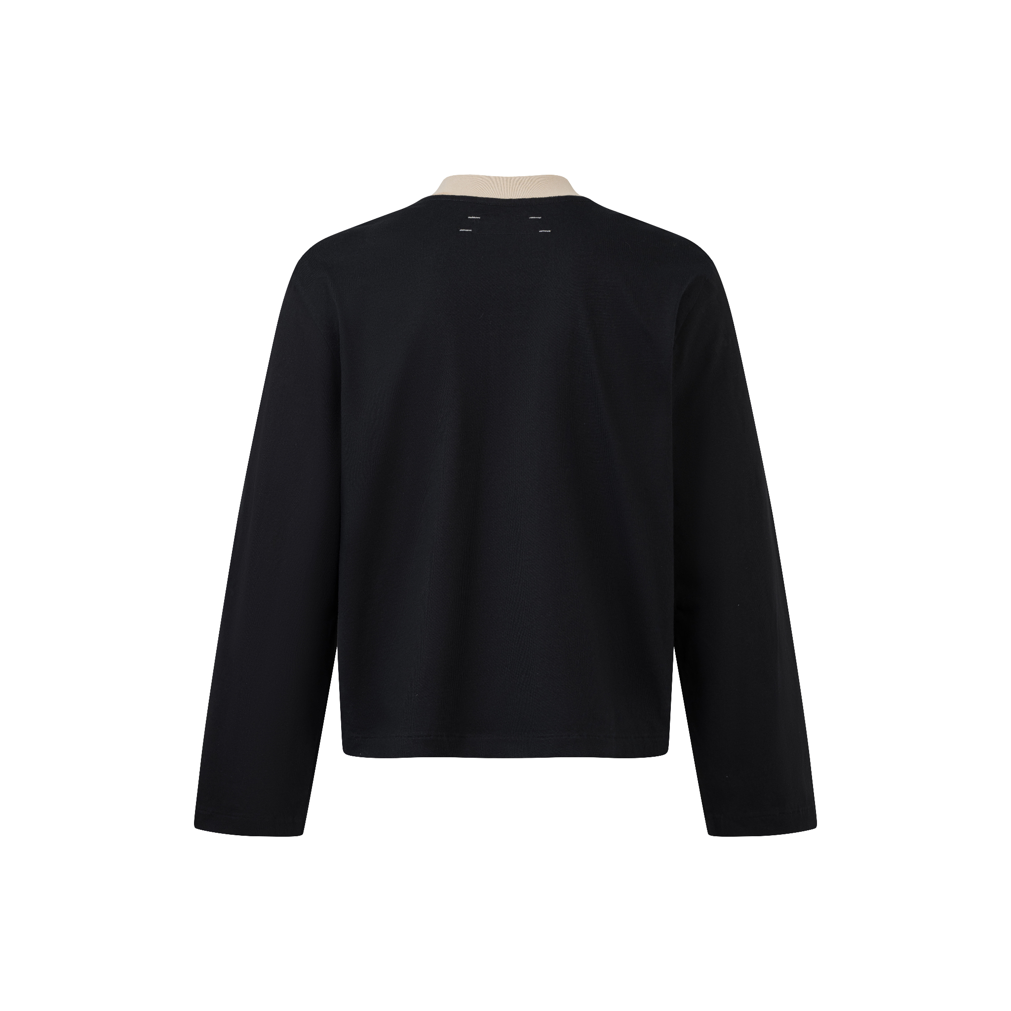 BEUTER® BLANK BLACK BOXY V-NECK LONG SLEEVE T-SHIRT