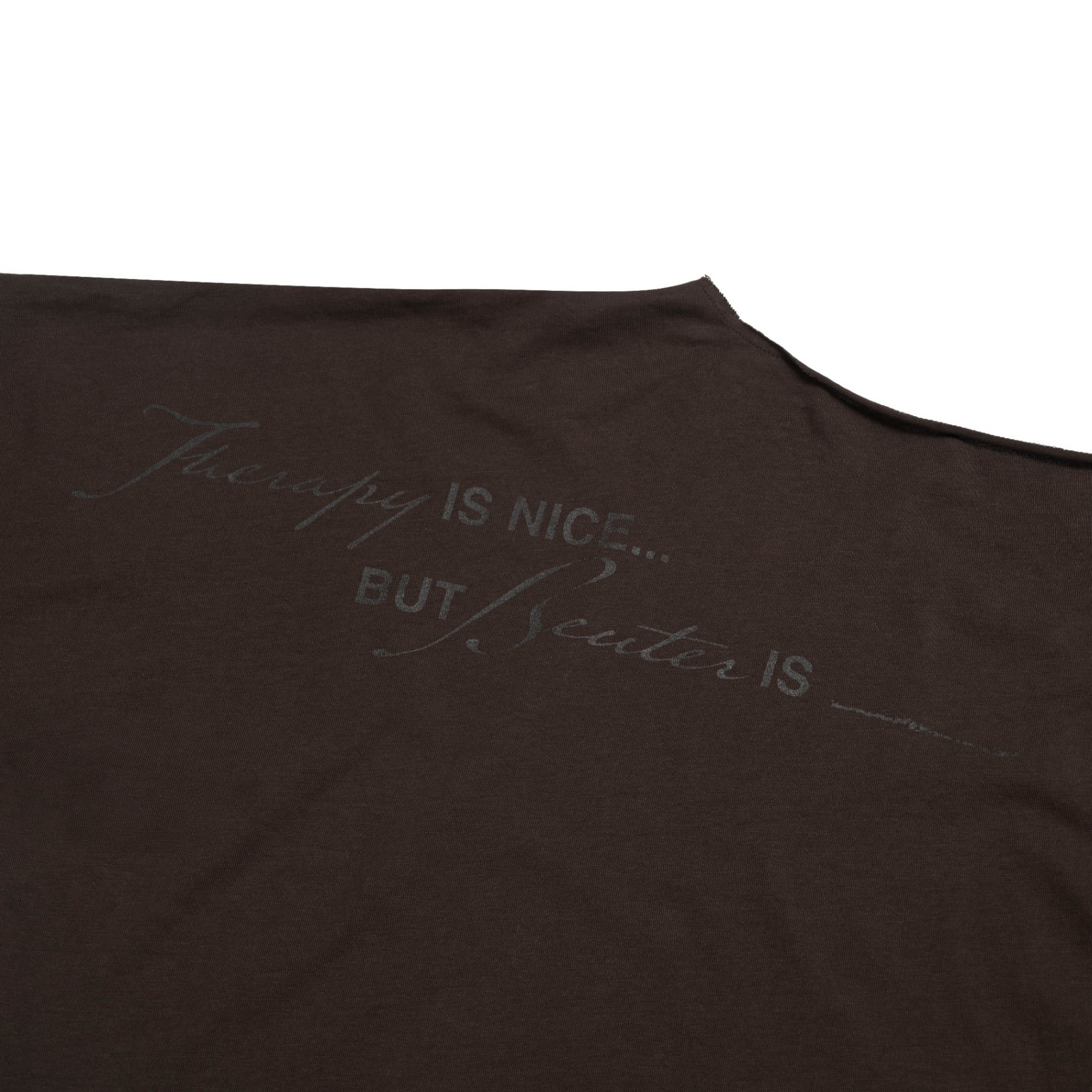 BEUTER® SPIRITUAL ADVISOR BROWN OFF SHOULDER T-SHIRT