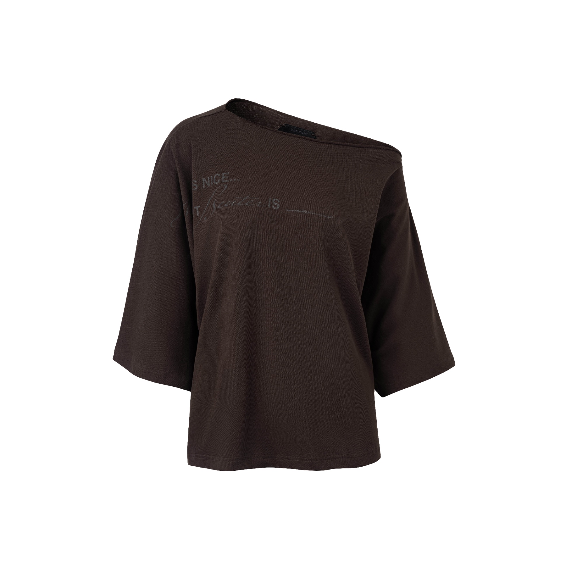 BEUTER® SPIRITUAL ADVISOR BROWN OFF SHOULDER T-SHIRT