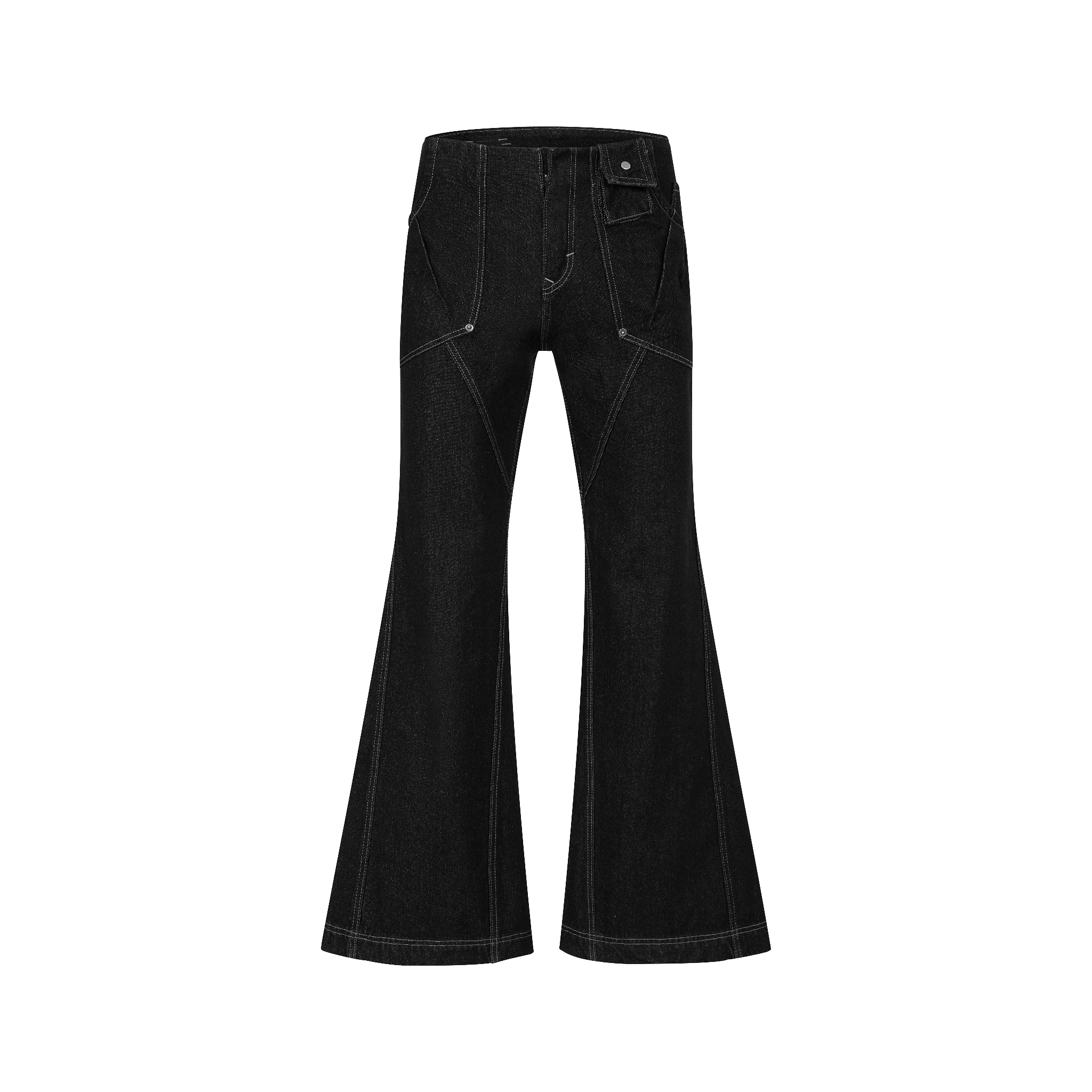 BEUTER® WMNS GREY WIDE FLARE RAW DENIM JEANS
