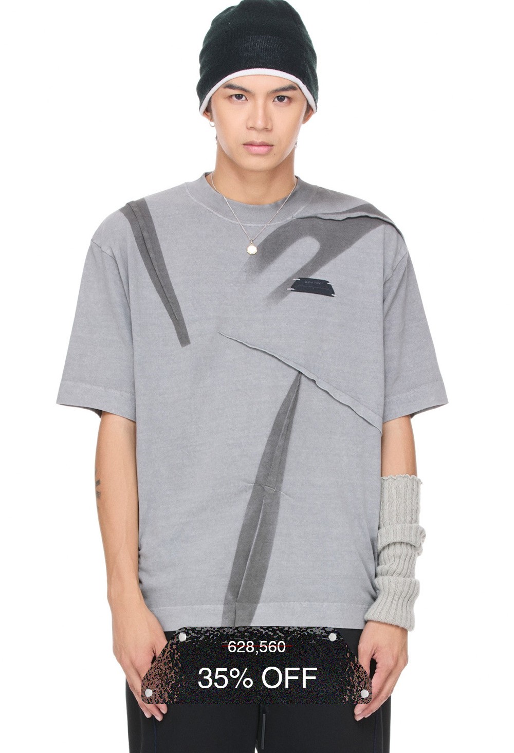 BEUTER® GREY SILVER WRINKLED T-SHIRT