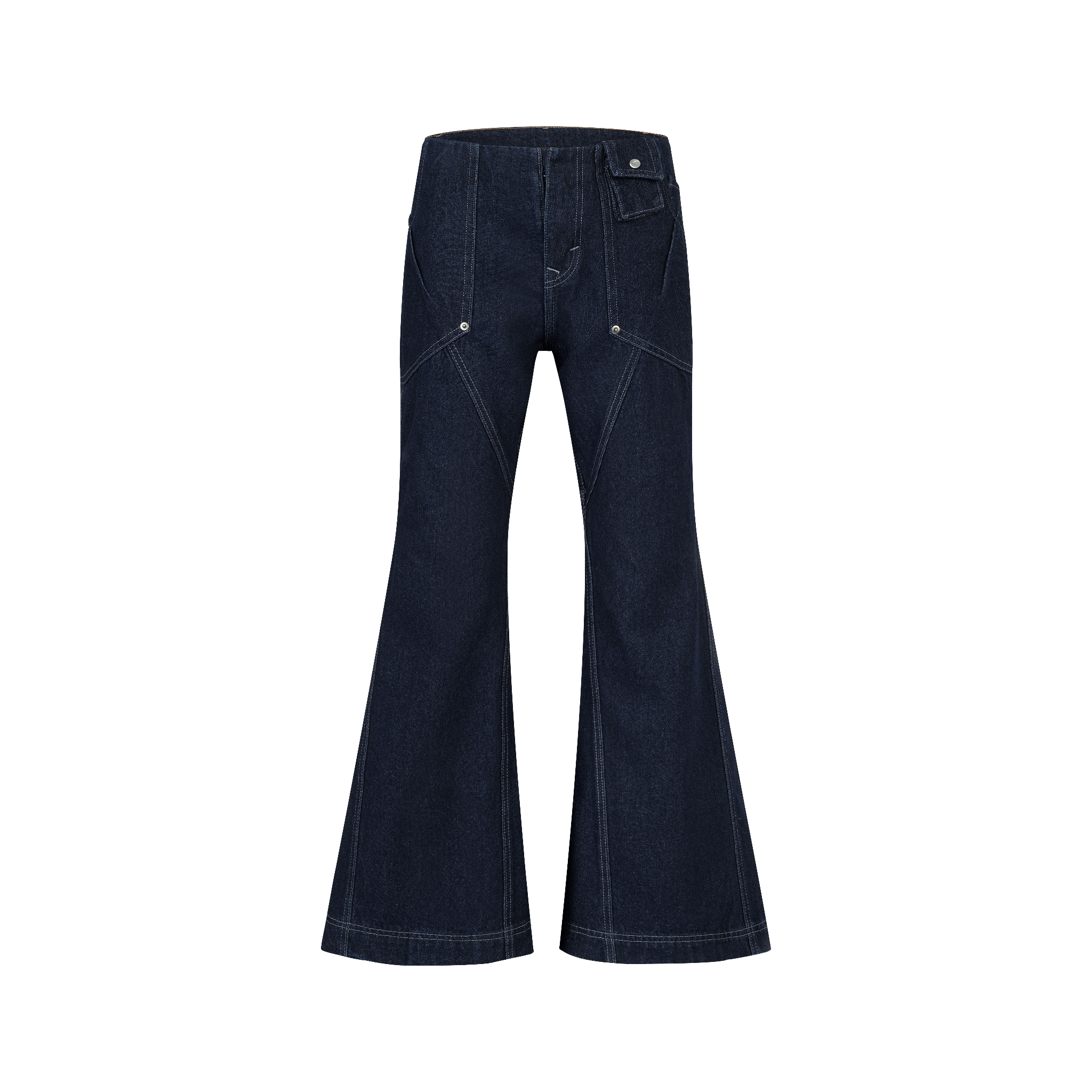 BEUTER® WMNS NAVY WIDE FLARE RAW DENIM JEANS