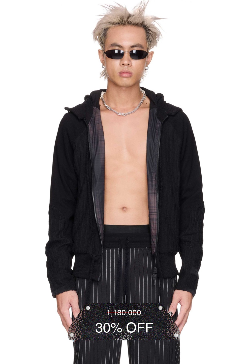 BEUTER® BLACK PANELED RIVERSIBLE HOODIE