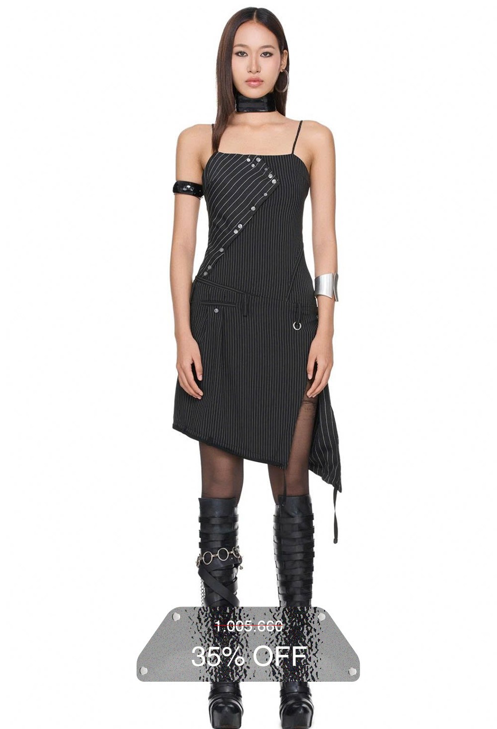 BEUTER® STRIPED MINI DRESS - BLACK
