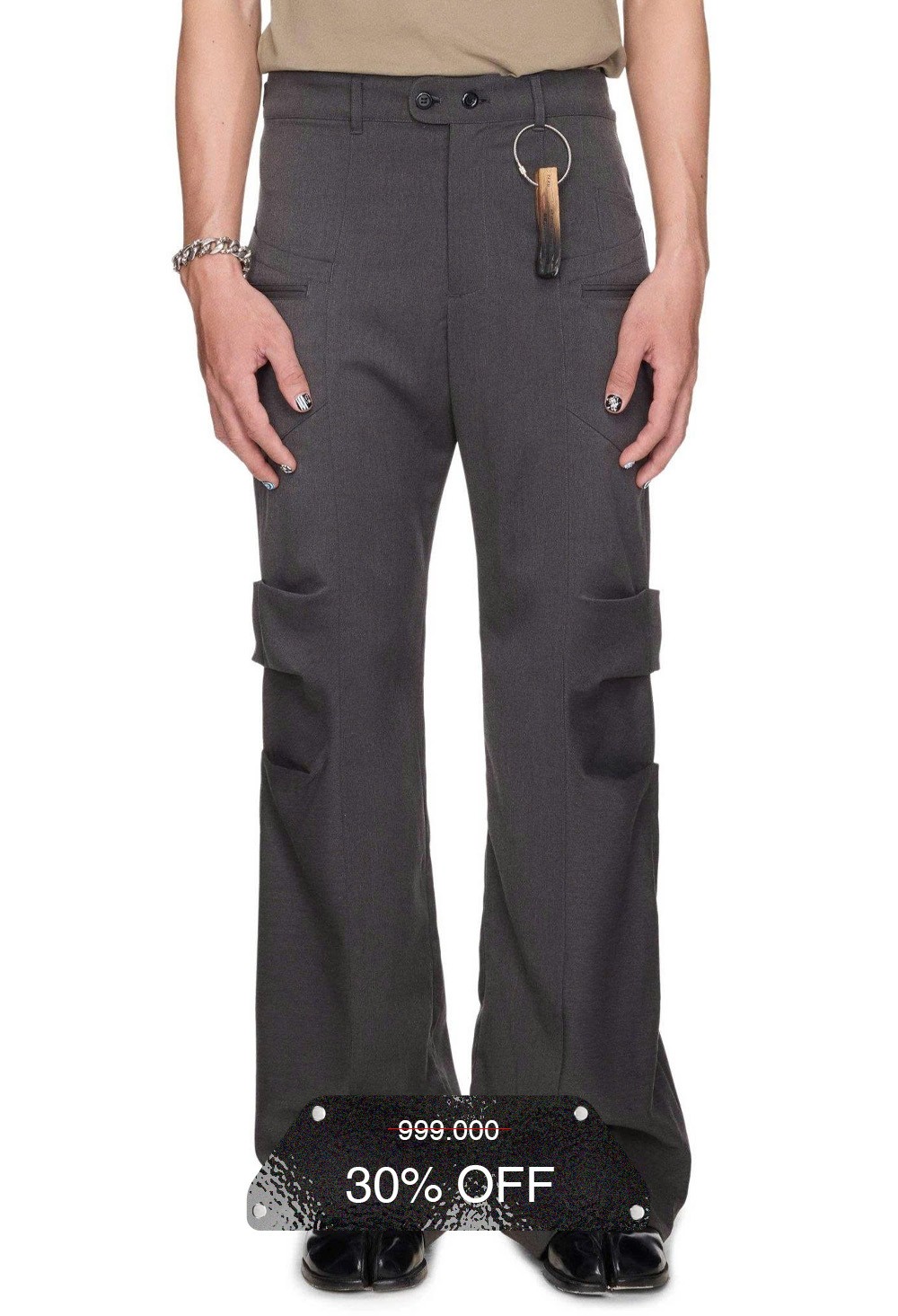 BEUTER® GREY MELANGE FLARE TROUSERS