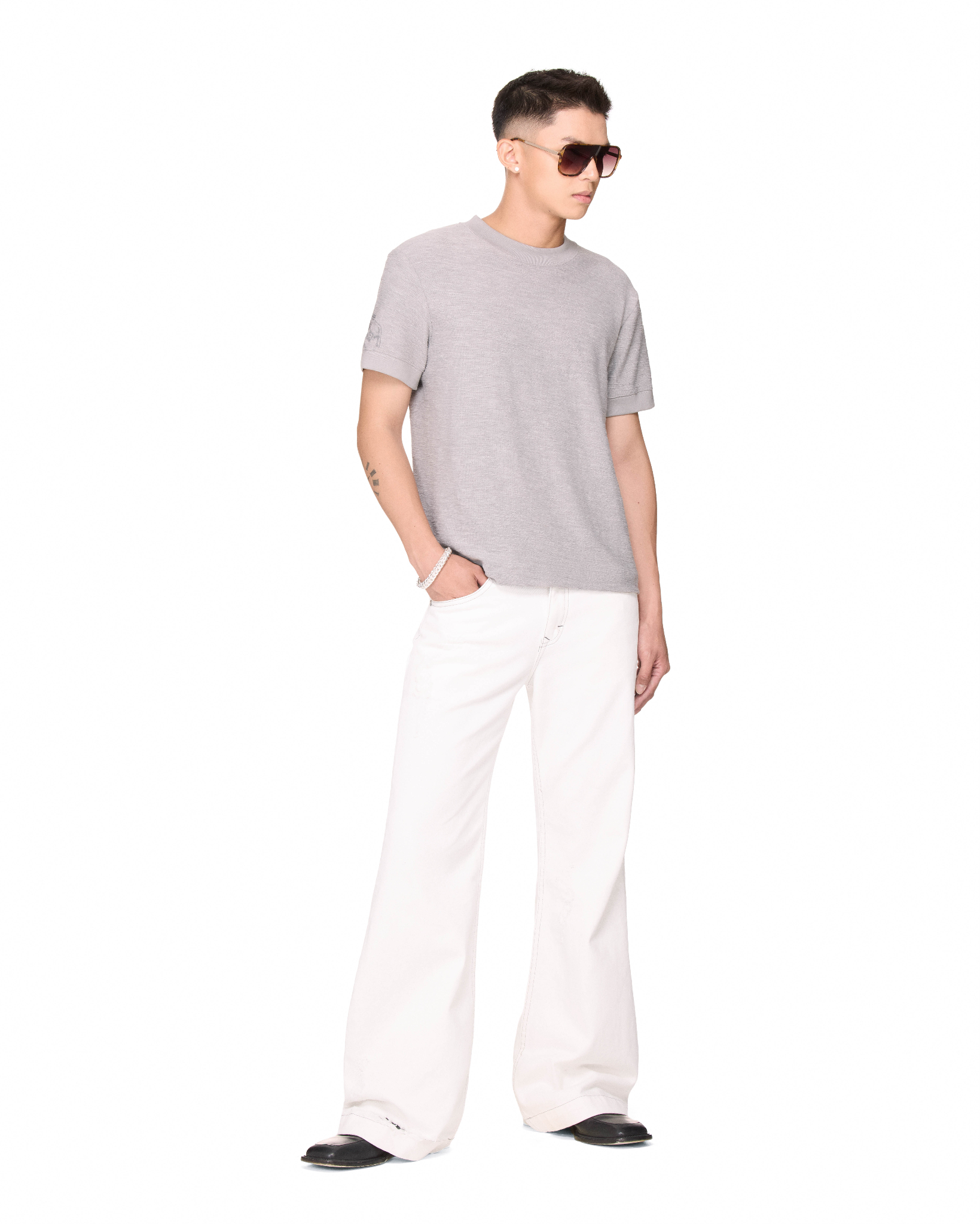 BEUTER® RINGER T-SHIRT - GREY MELANGE