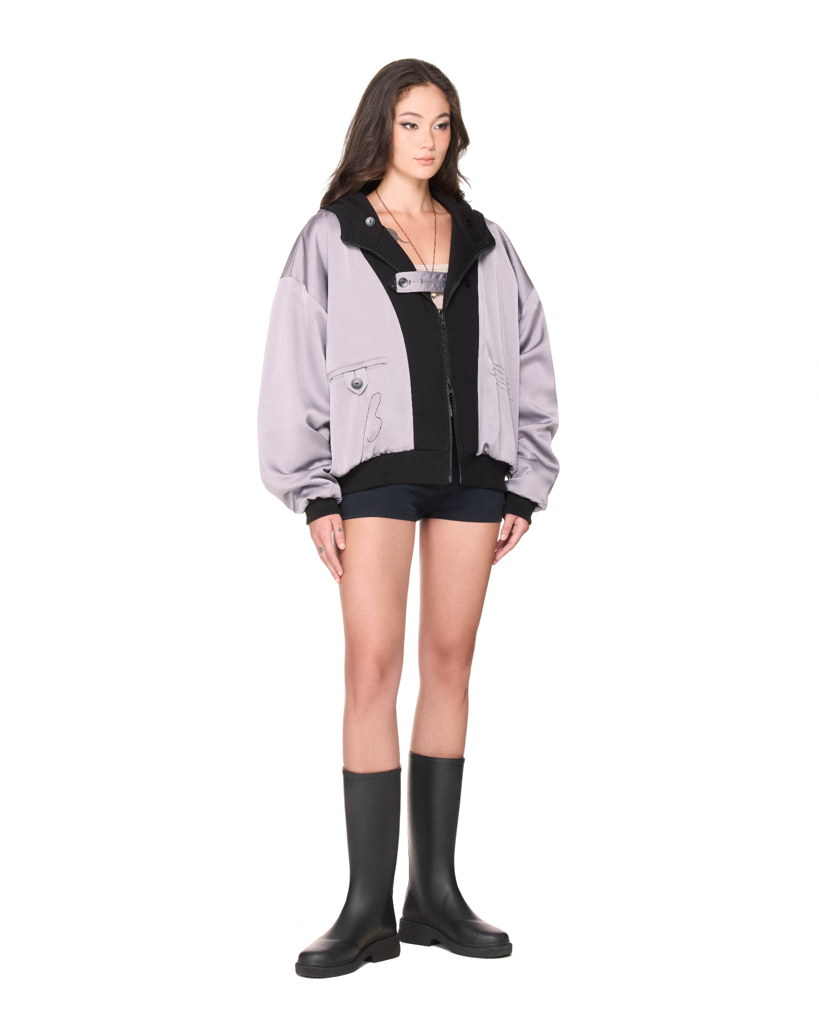 BEUTER® REVERSIBLE SILK ELBOW PATCH HOODIE - BLACK