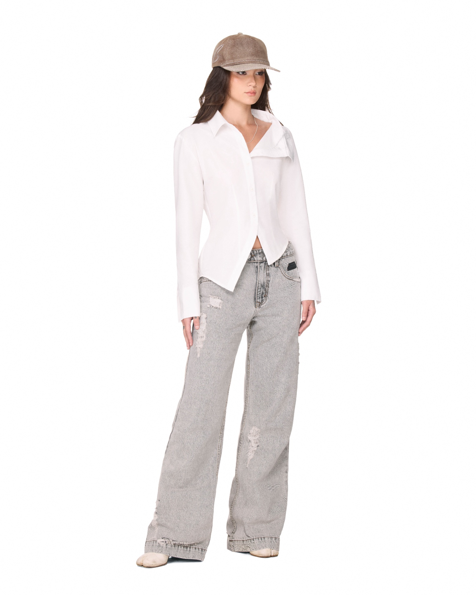 BEUTER® WMNS ASYMMETRIC SHIRT - OFF-WHITE