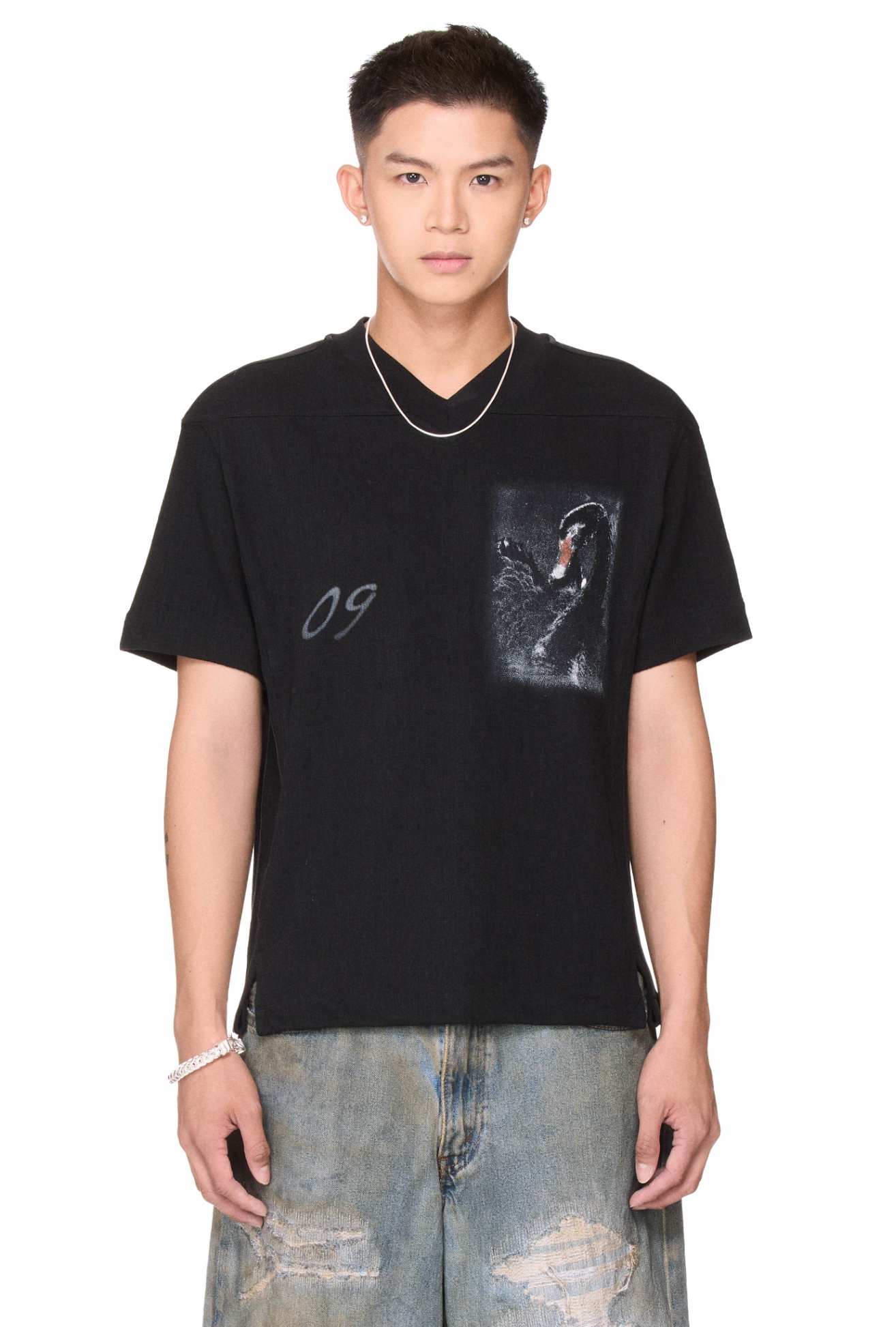 BEUTER® BLACK SWAN JERSEY T-SHIRT - BLACK