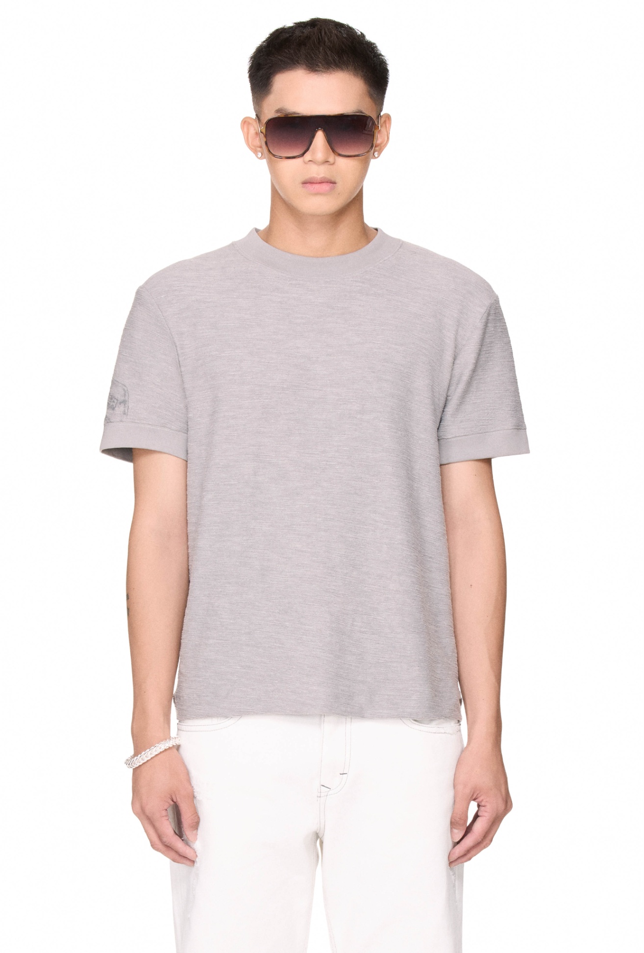 BEUTER® RINGER T-SHIRT - GREY MELANGE