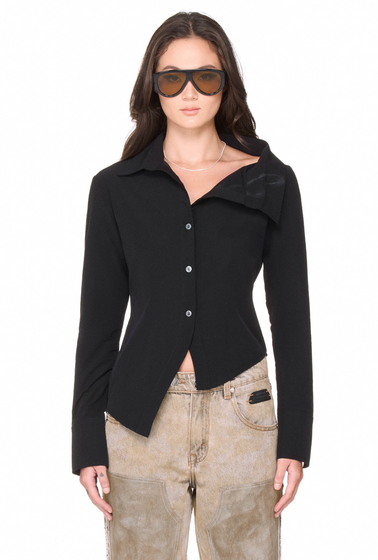 BEUTER® WMNS ASYMMETRIC SHIRT - BLACK