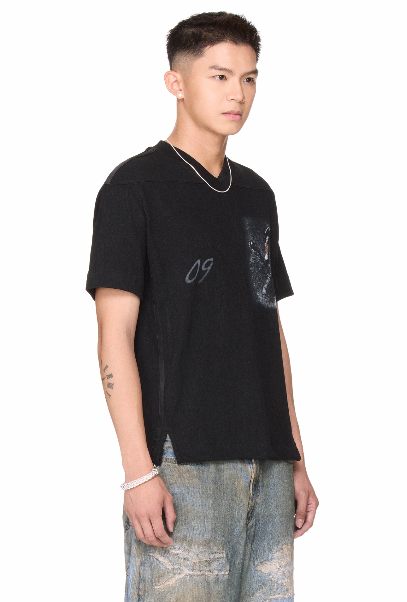 BEUTER® BLACK SWAN JERSEY T-SHIRT - BLACK