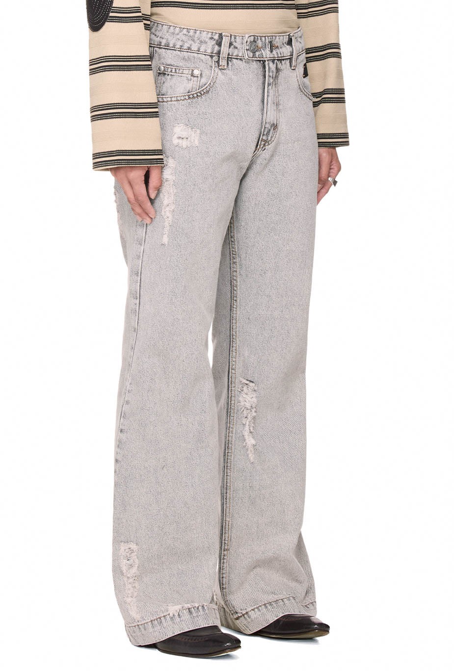BEUTER® WASHED FLARE JEANS - GREY