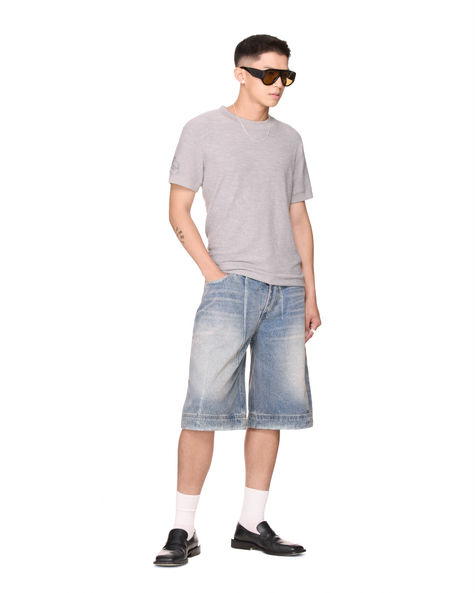 BEUTER® WASHED DENIM SHORTS - BLUE
