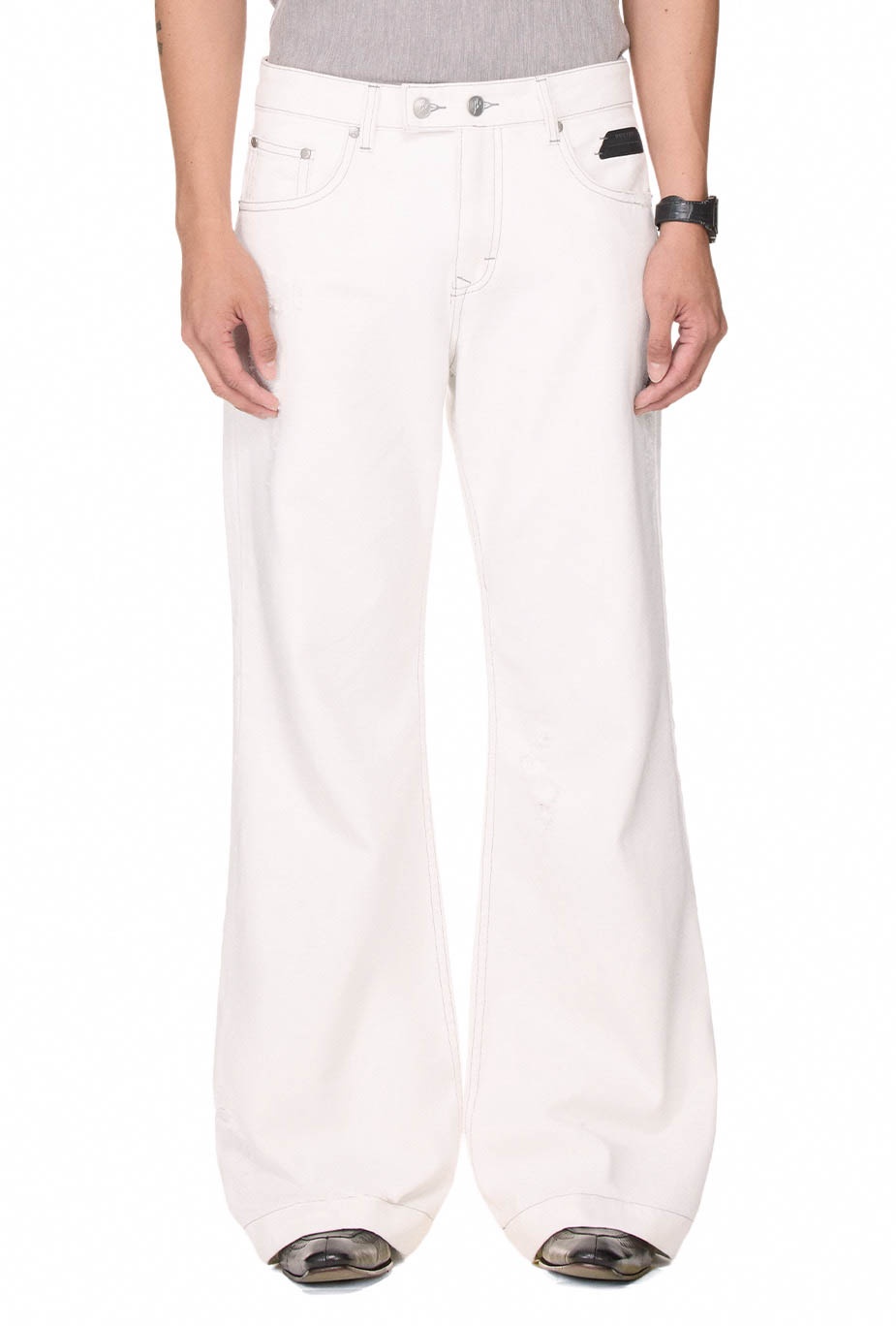 BEUTER® FLARE RAW DENIM JEANS - OFF-WHITE