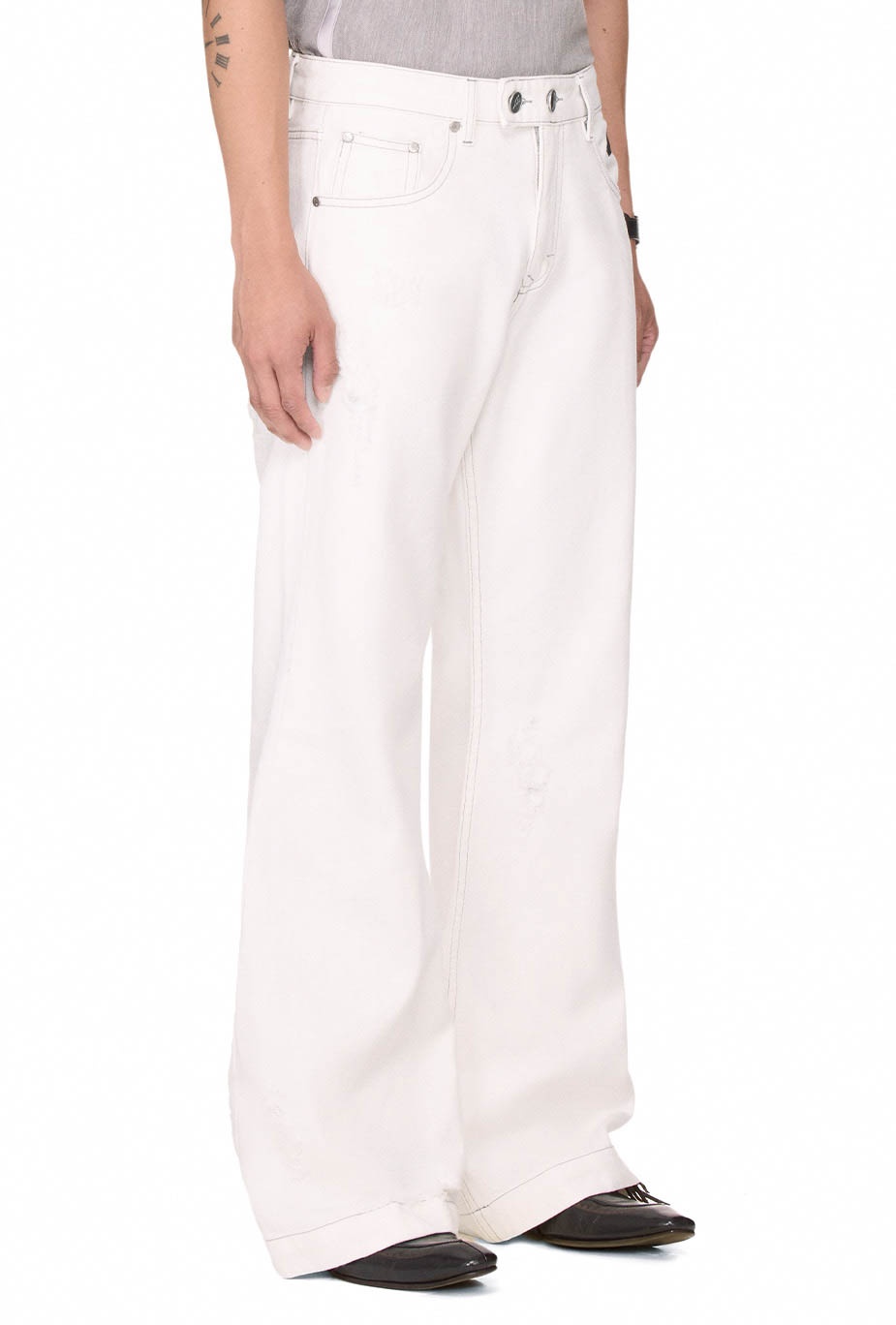 BEUTER® FLARE RAW DENIM JEANS - OFF-WHITE