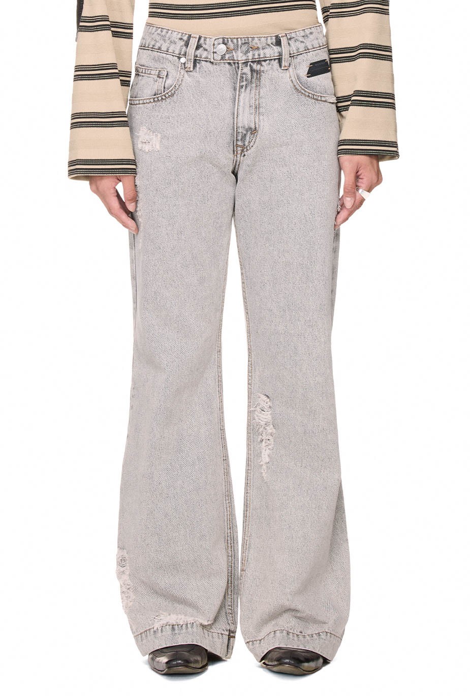 BEUTER® WASHED FLARE JEANS - GREY
