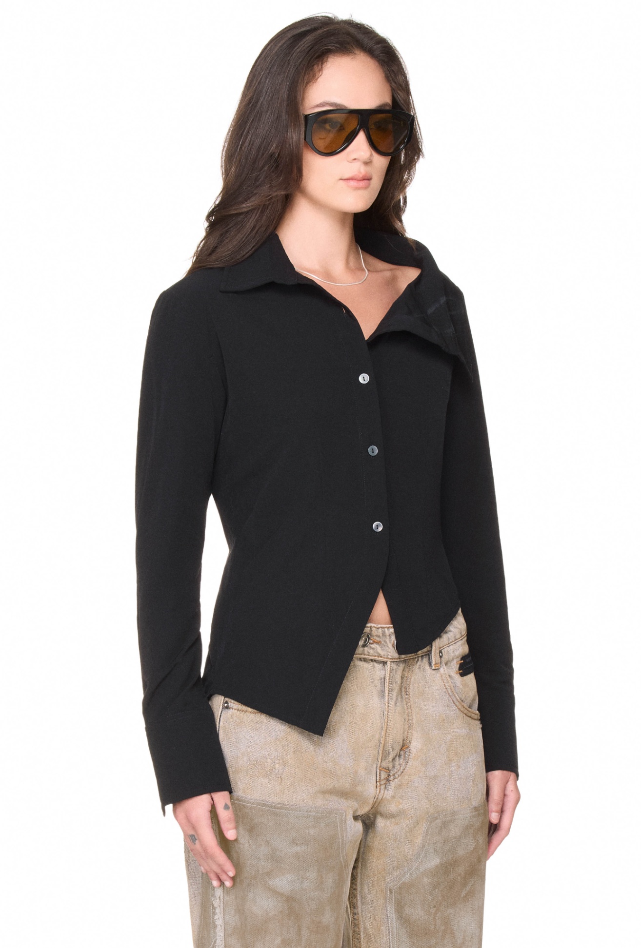 BEUTER® WMNS ASYMMETRIC SHIRT - BLACK