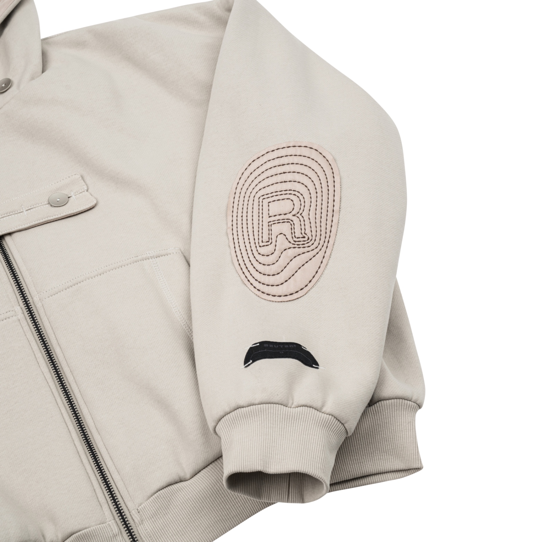 BEUTER® REVERSIBLE SILK ELBOW PATCH HOODIE - BEIGE