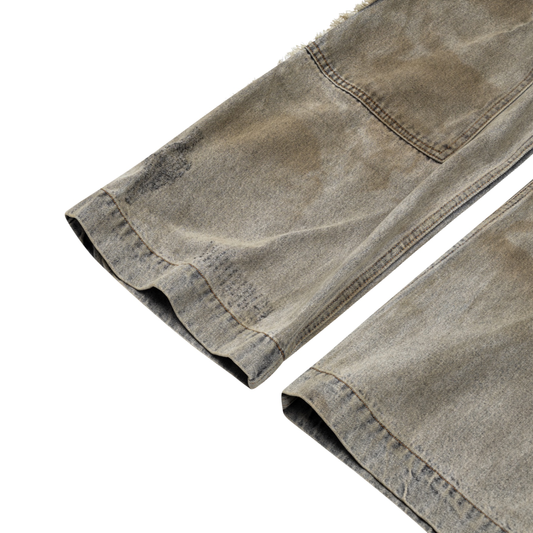 BEUTER® HANDCRAFTED WASHED DOUBLE KNEE FLARE JEANS - GREY
