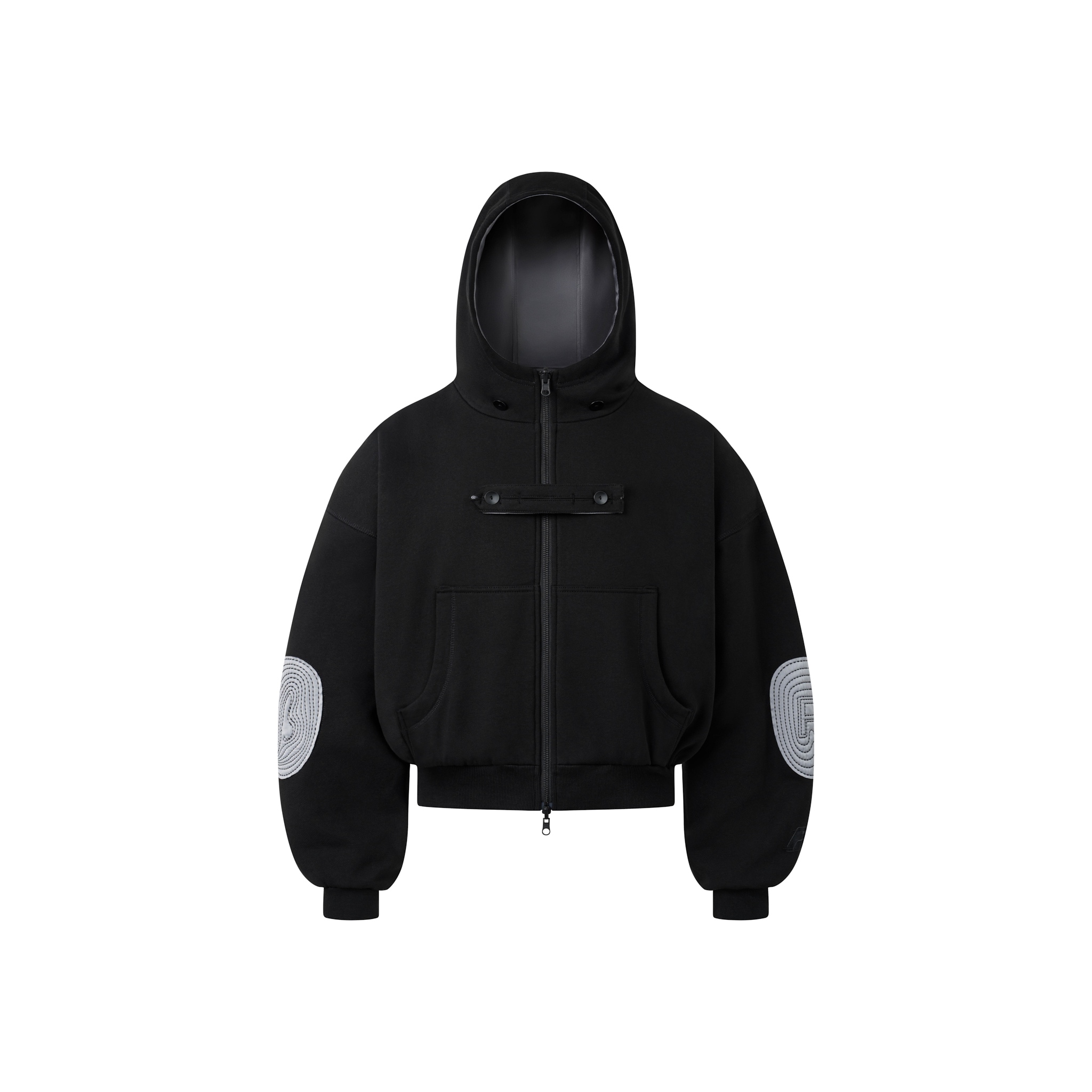 BEUTER® REVERSIBLE SILK ELBOW PATCH HOODIE - BLACK