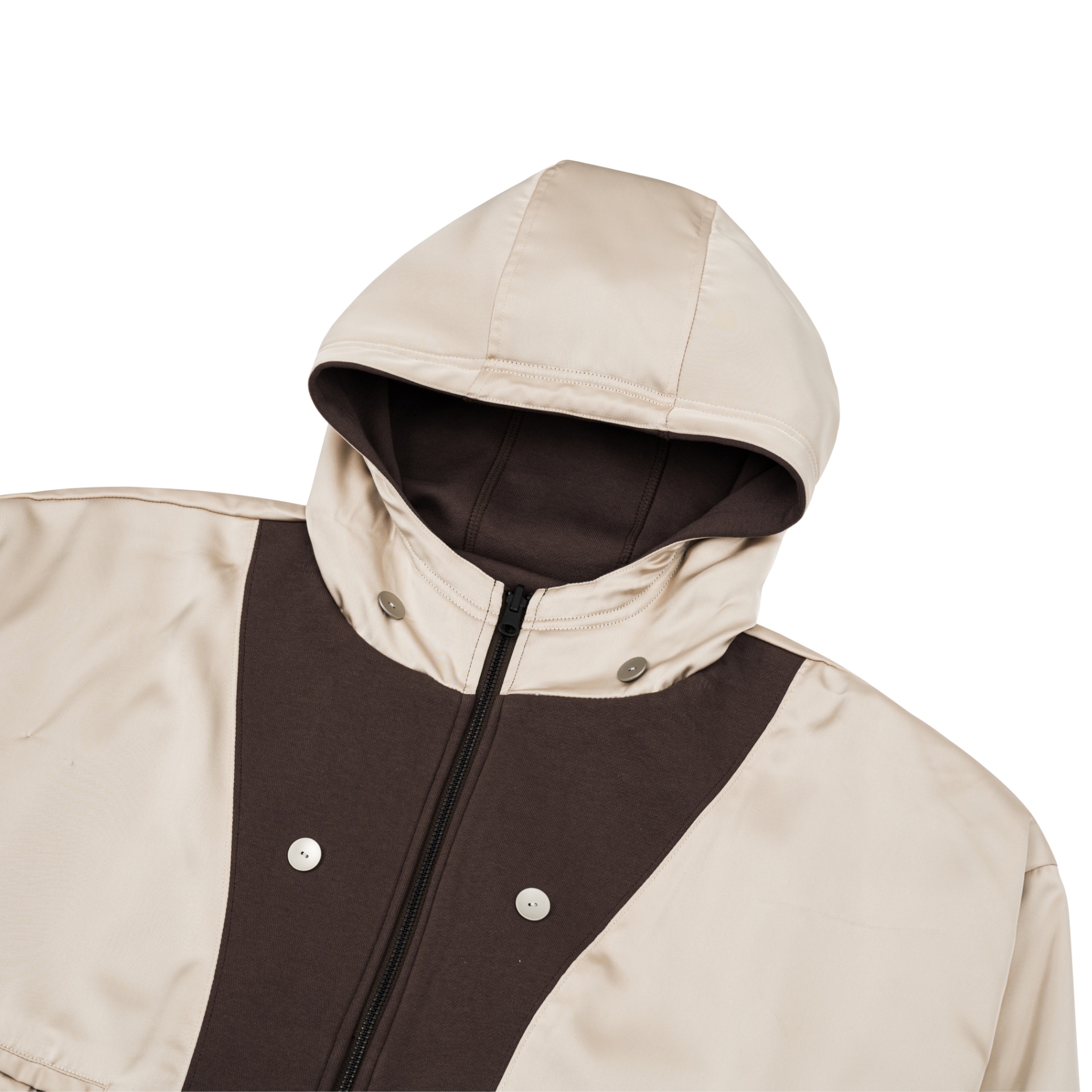 BEUTER® REVERSIBLE SILK ELBOW PATCH HOODIE - BROWN
